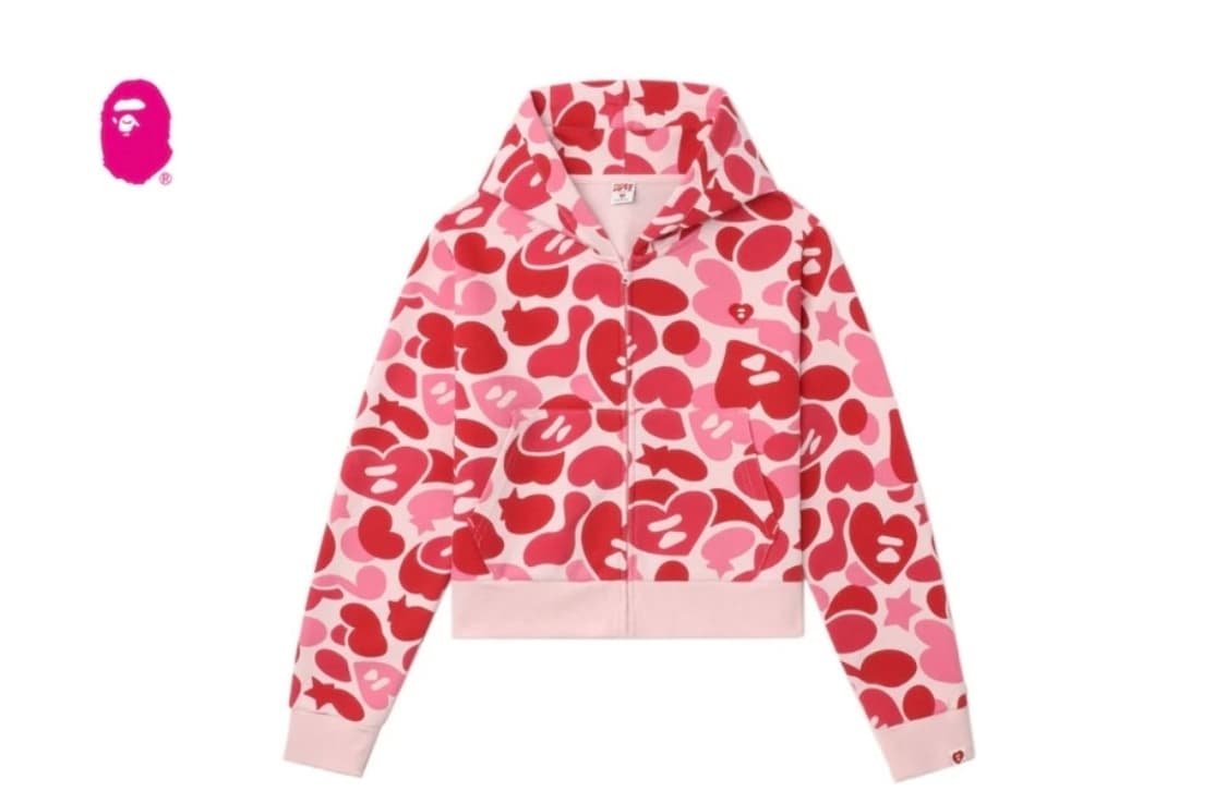 베이프 정품 에이피 라인 S 하트 배찌 카모 후드 집업 스웨터 상품이미지1