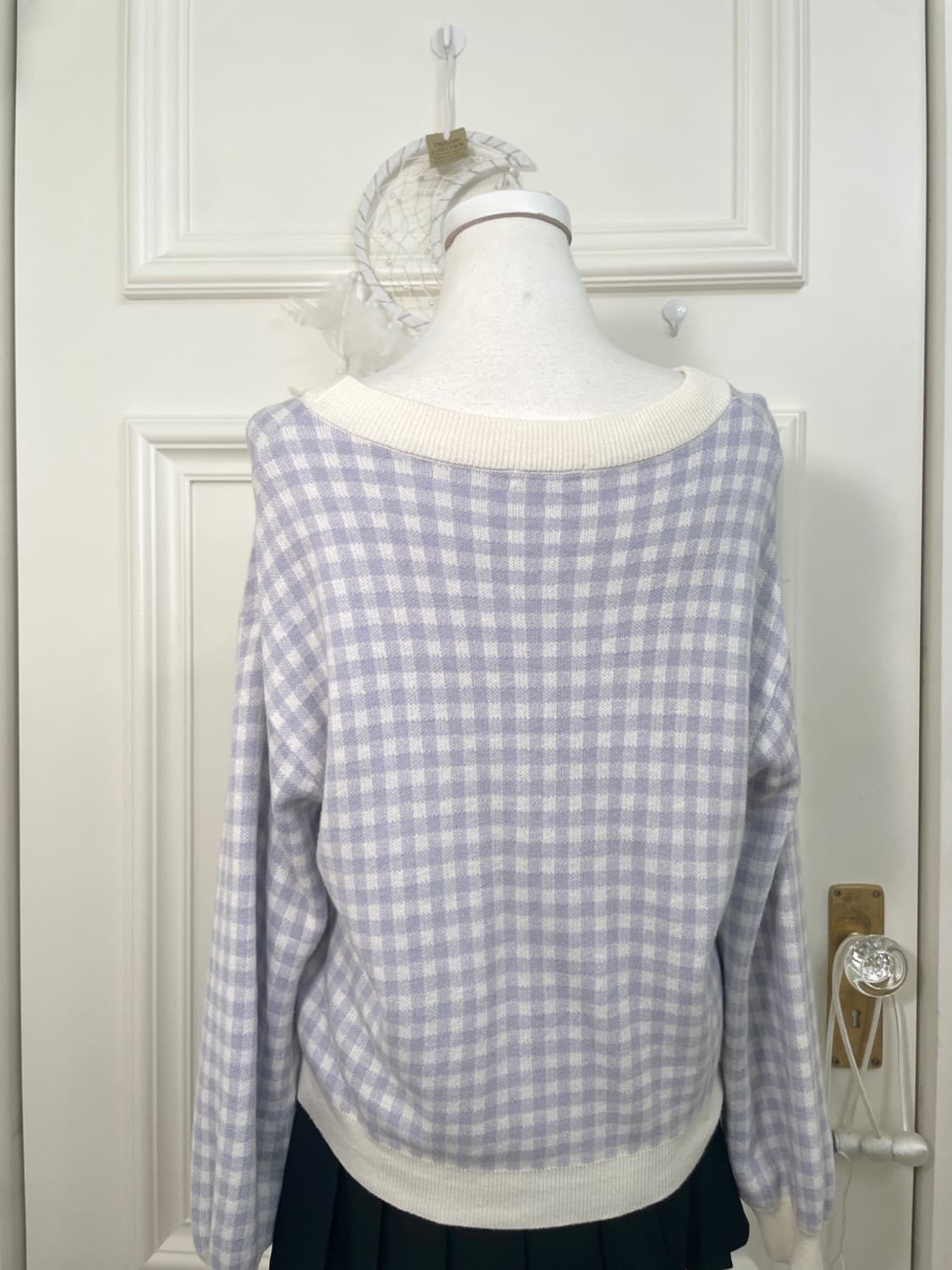 blueberry gingham check line cardigan 상품이미지4