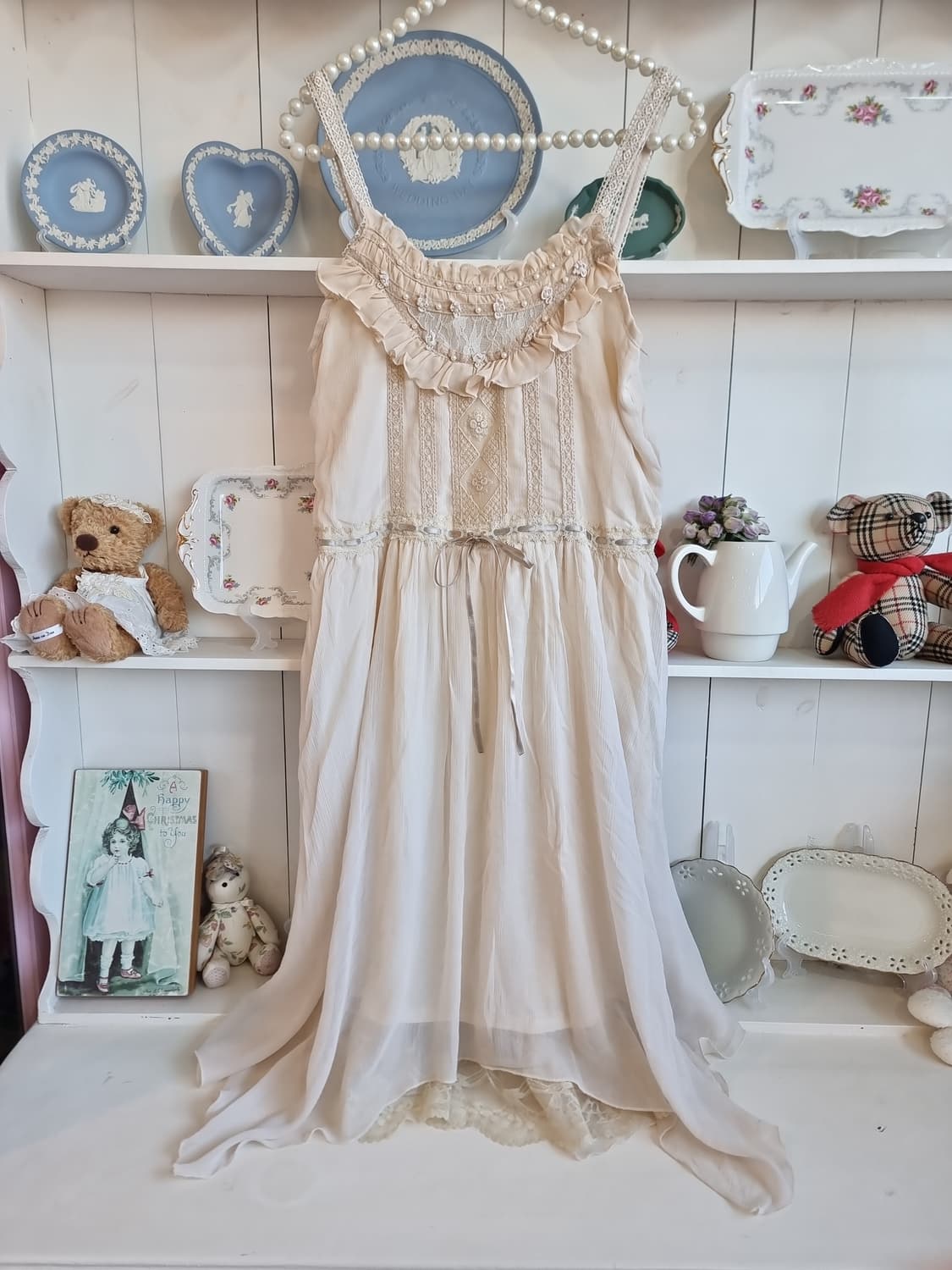 아이보리 레이스 롱 원피스 빈티지 스타일 상품이미지1