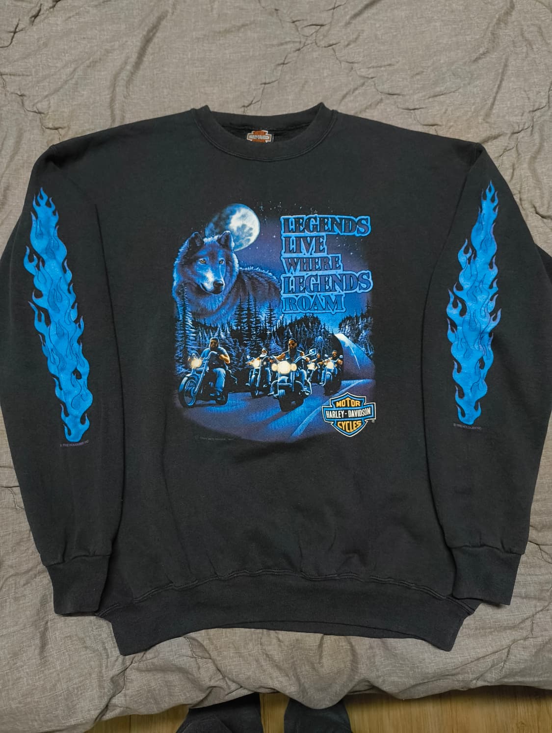 90s 할리데이비슨 울프 플레임 스웻셔츠 XL 상품이미지1