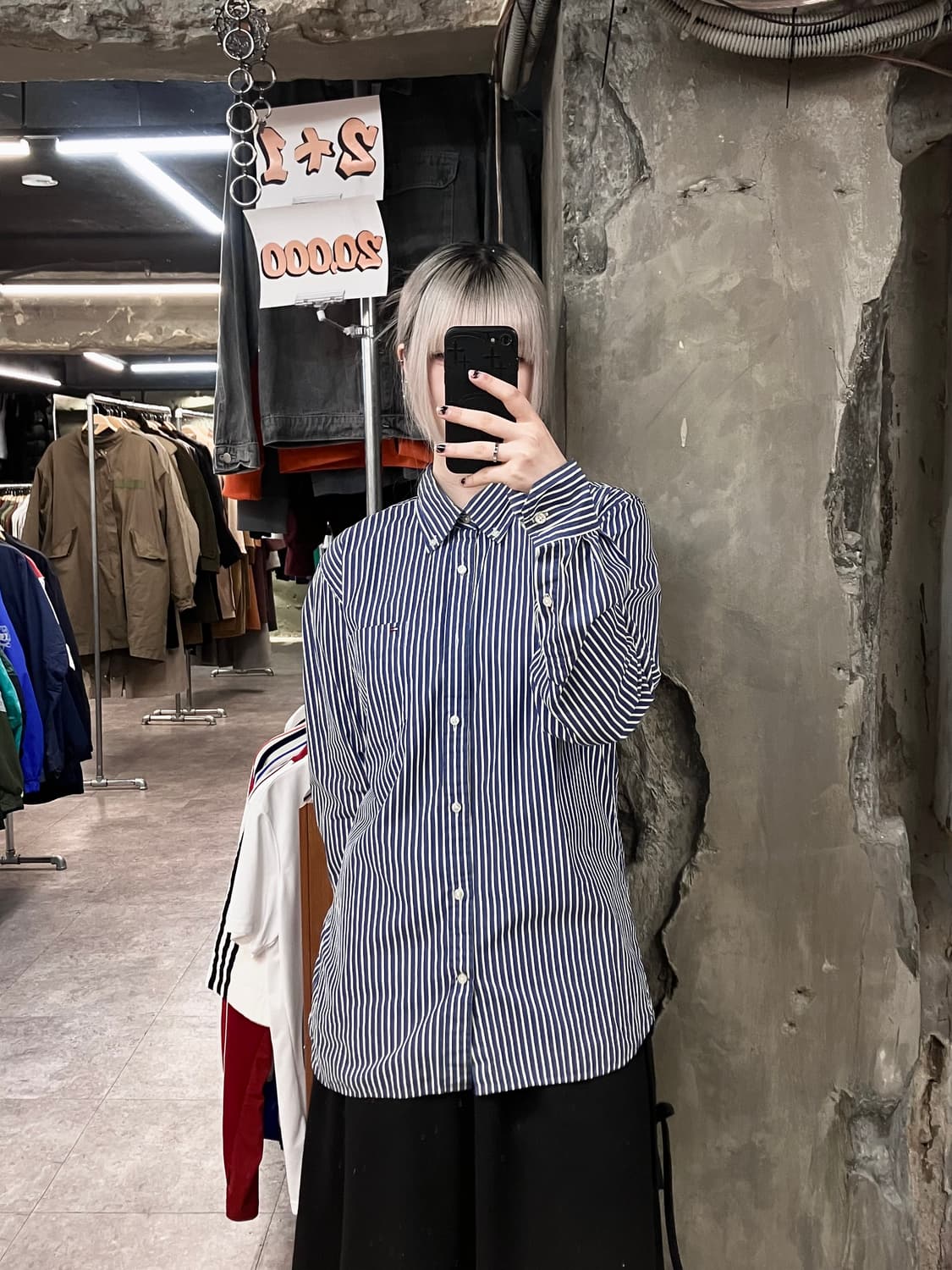 타미힐피거 스트라이프 셔츠 네이비 M   #csz2915 상품이미지2