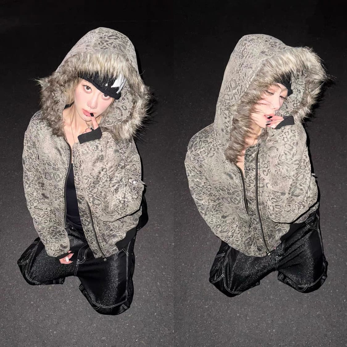 Washed Leopard Hooded Puffer Jacket 상품이미지10