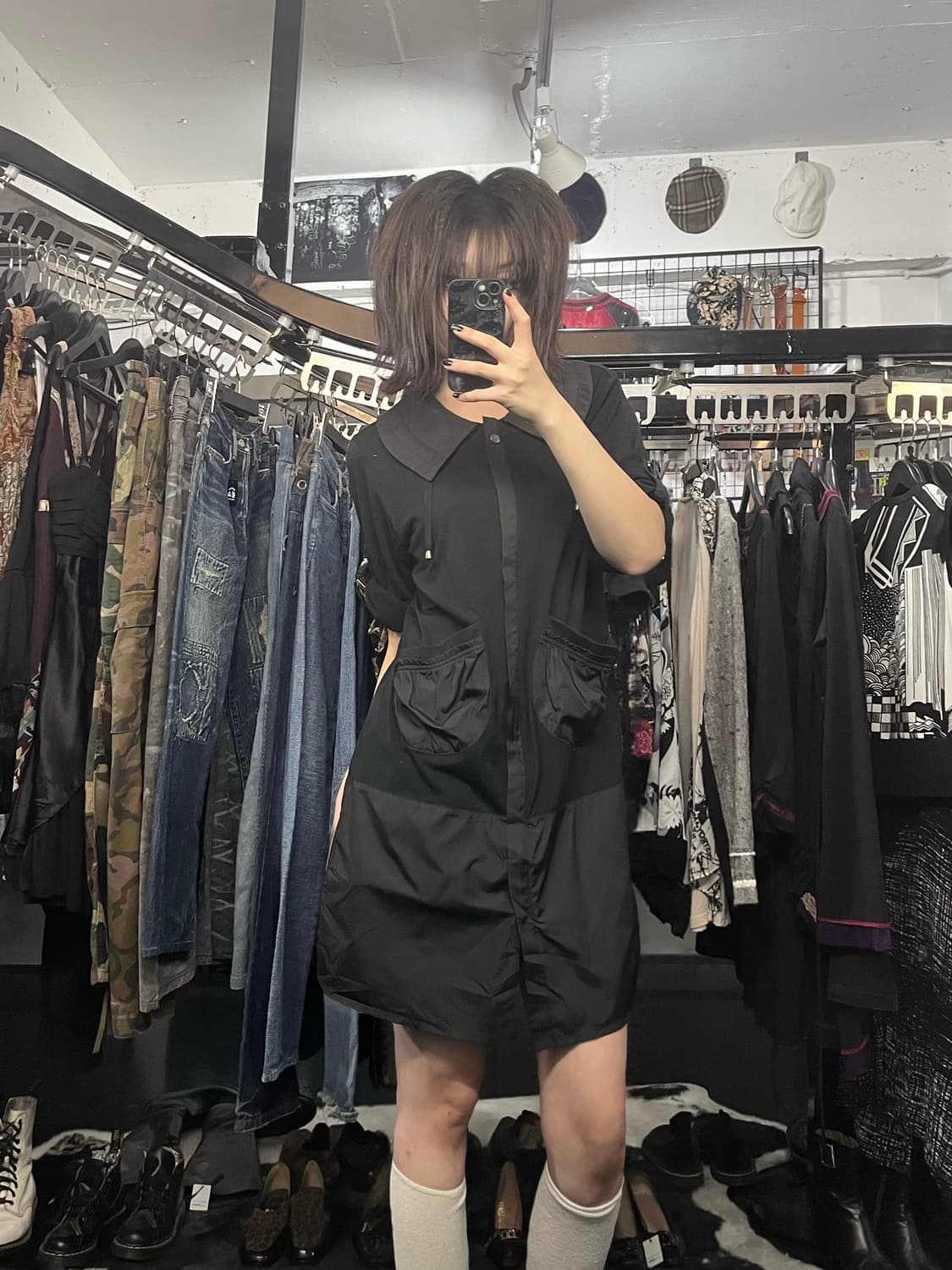 카라 반팔 셔링 원피스 상품이미지1