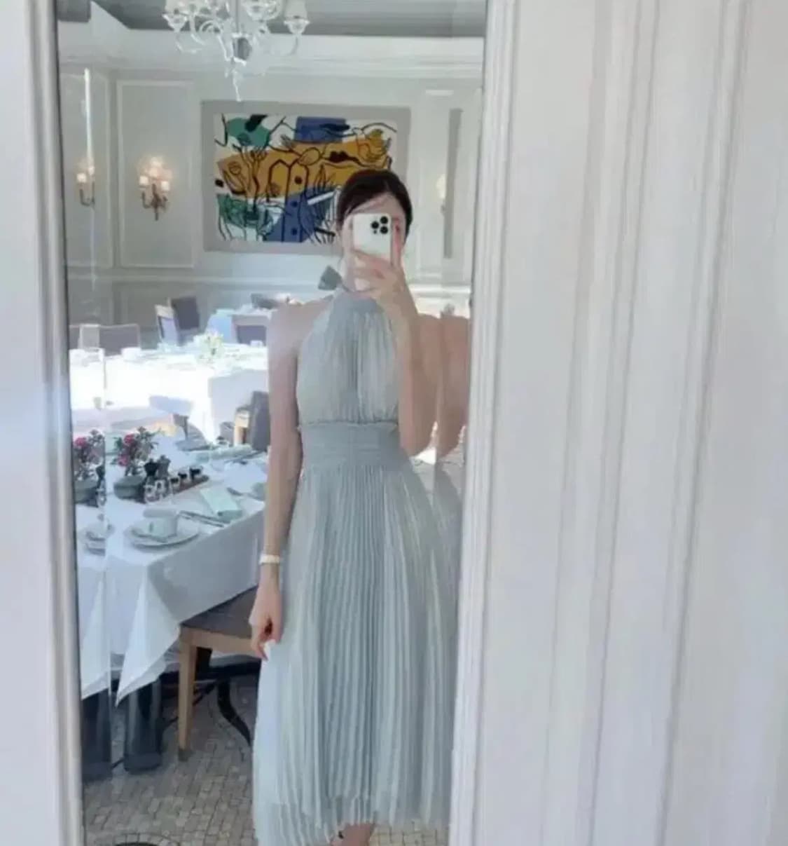 라벨르블랑 시엘 홀터넥 원피스 블루 상품이미지2