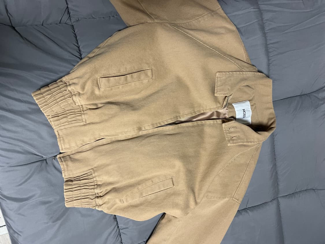 노이즈 워시드 코튼 헤링턴 점퍼 자켓 베이지 M 상품이미지4