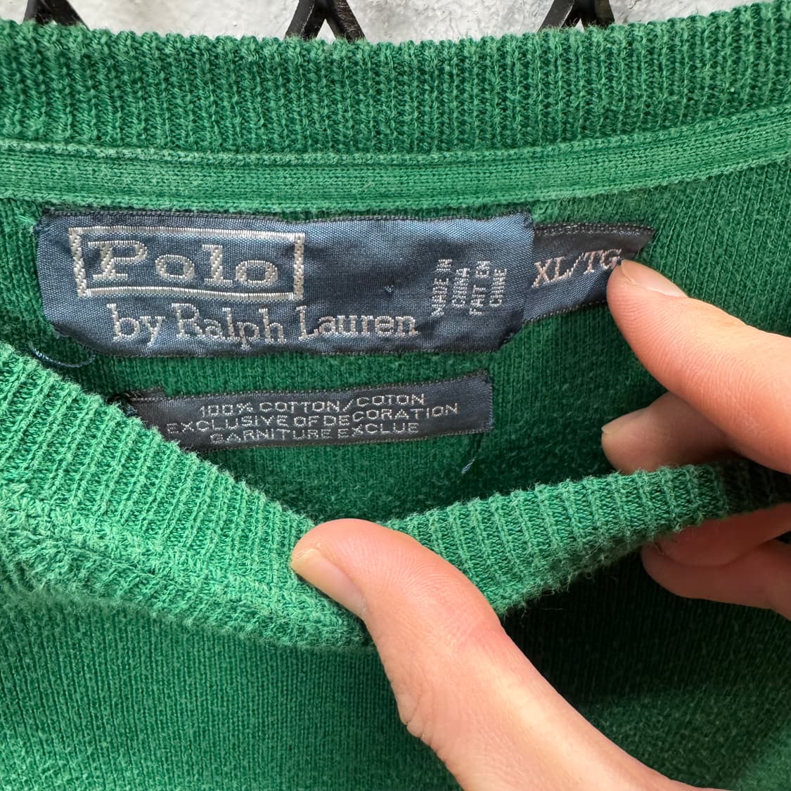 폴로 랄프로렌 니트 스웻셔츠 오렌지 포니 로고 포인트 그린 상품이미지6