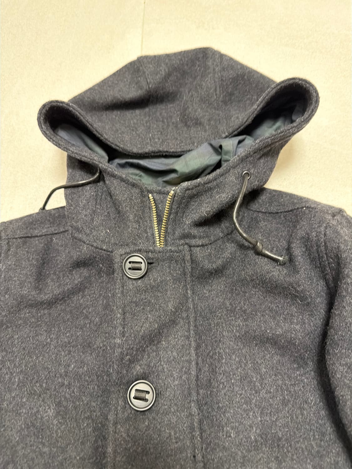 차콜 투웨이 숏코트 후드 자켓 체크안감 더블코트 상품이미지6