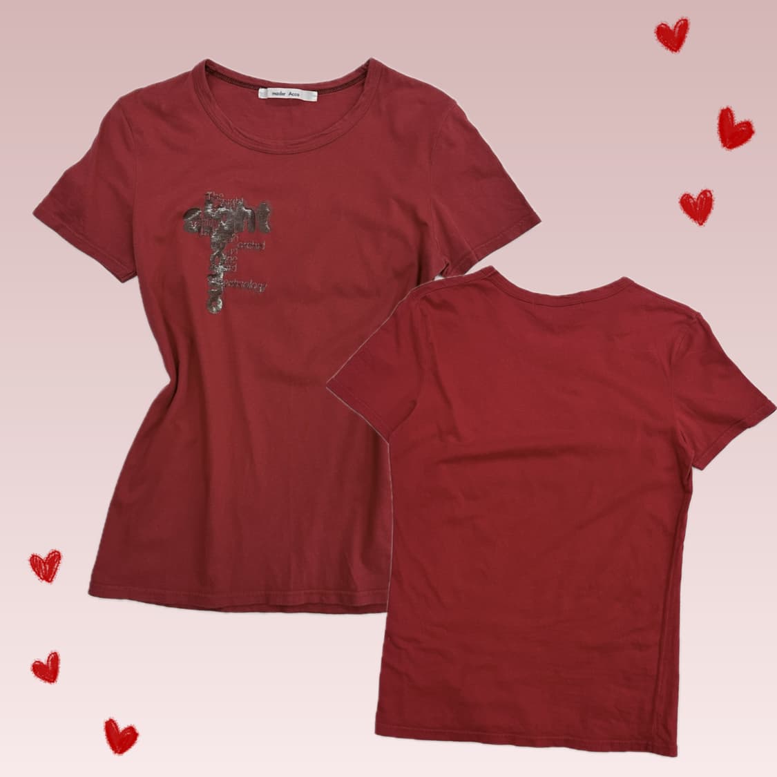 💋mader Acca 레드 프린팅 슬림 반팔티셔츠💋 펑크 빈티지 상품이미지1