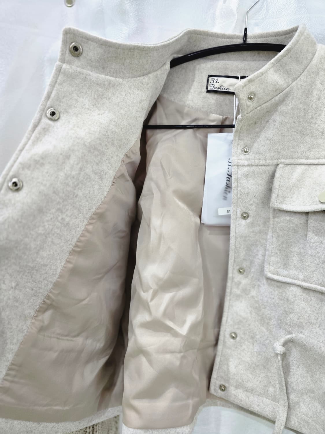 니트 소매 포인트 크롭 자켓 아이보리 상품이미지5