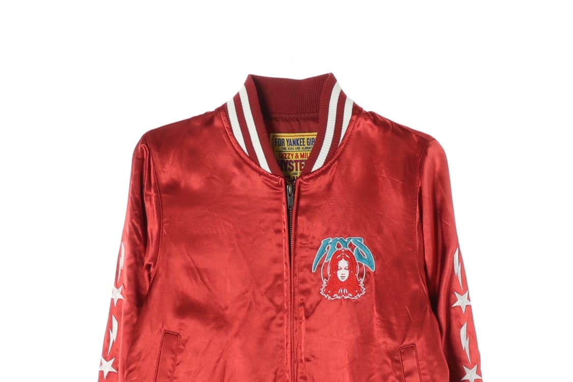 (새상품)[M]히스테릭글래머 새틴 레드 자수 스카잔 블루종 점퍼
 상품이미지2