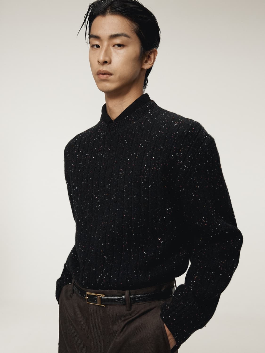 렉토 25FW 캔디 부클레 니트 탑 스웨터 블랙 상품이미지1