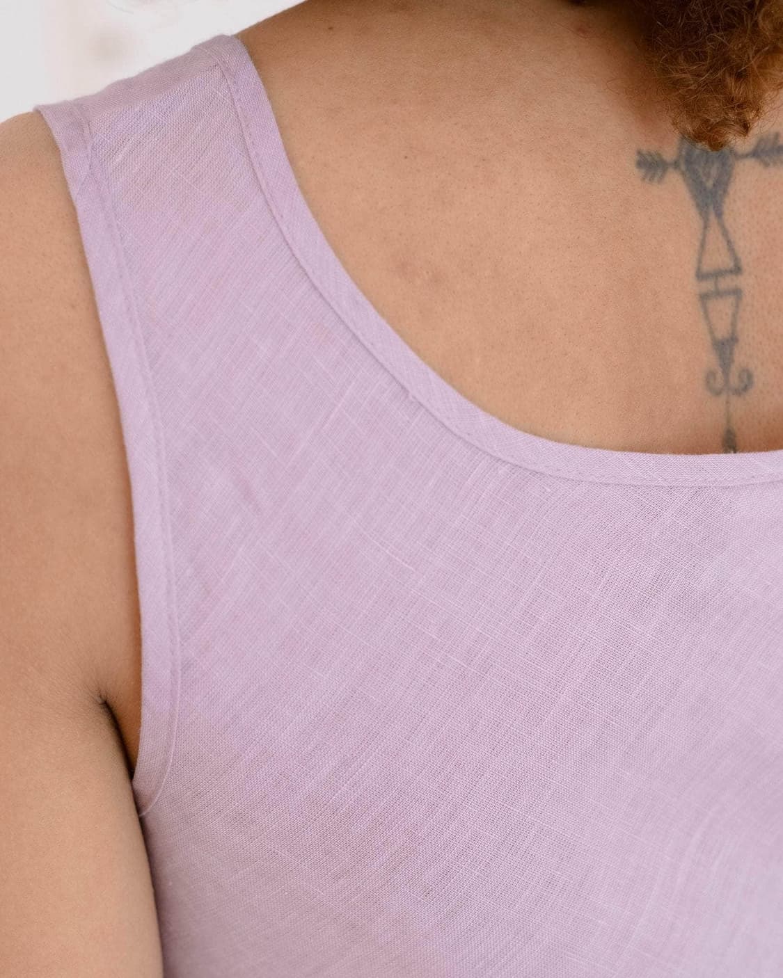 [S,M,L]베이스레인지 Larva 린넨 슬리브리스 탑/모리 퍼플 상품이미지5