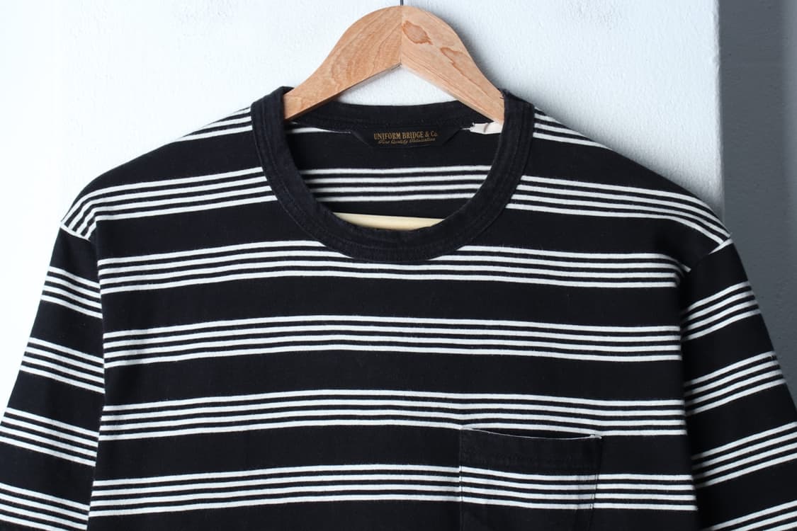 (M-XL) 유니폼브릿지 반팔 티셔츠 스트라이프 블랙 에이징-H31422 상품이미지3