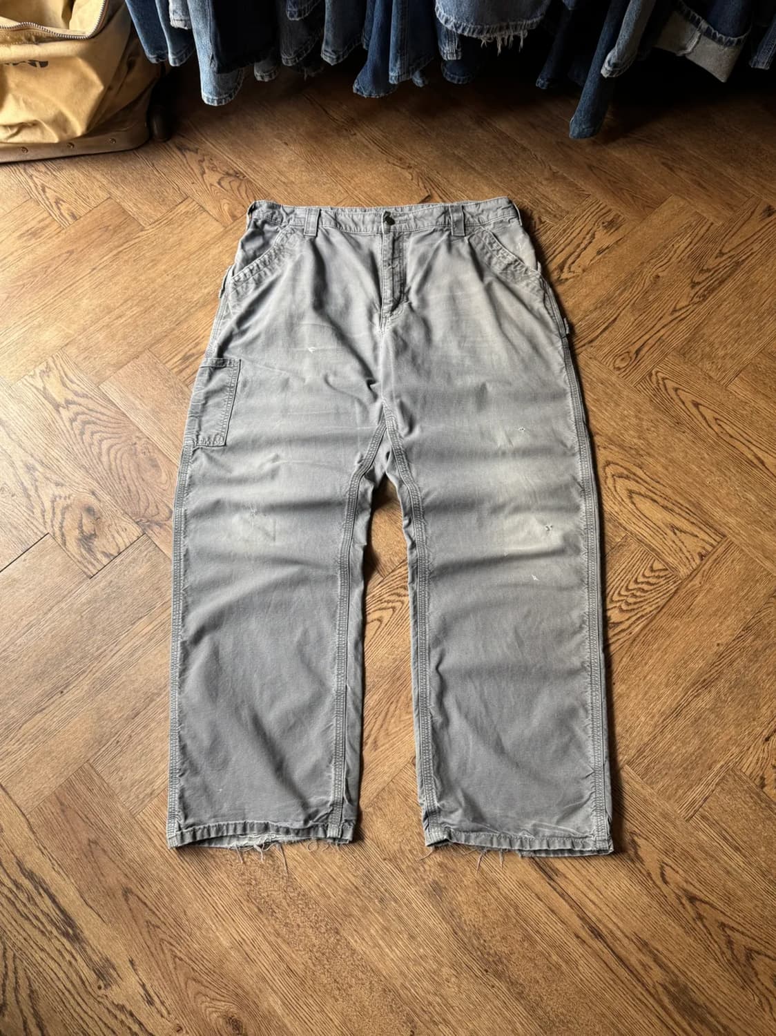 [38]칼하트 USA 빈티지 페이딩 FAT 라이트 캔버스 싱글니 워크팬츠 상품이미지1