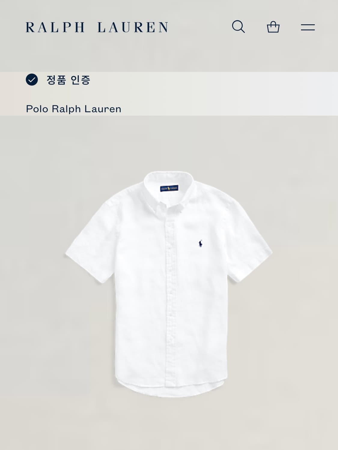 폴로랄프로렌 큐알 인증 화이트 린넨 반팔 셔츠 상품이미지2