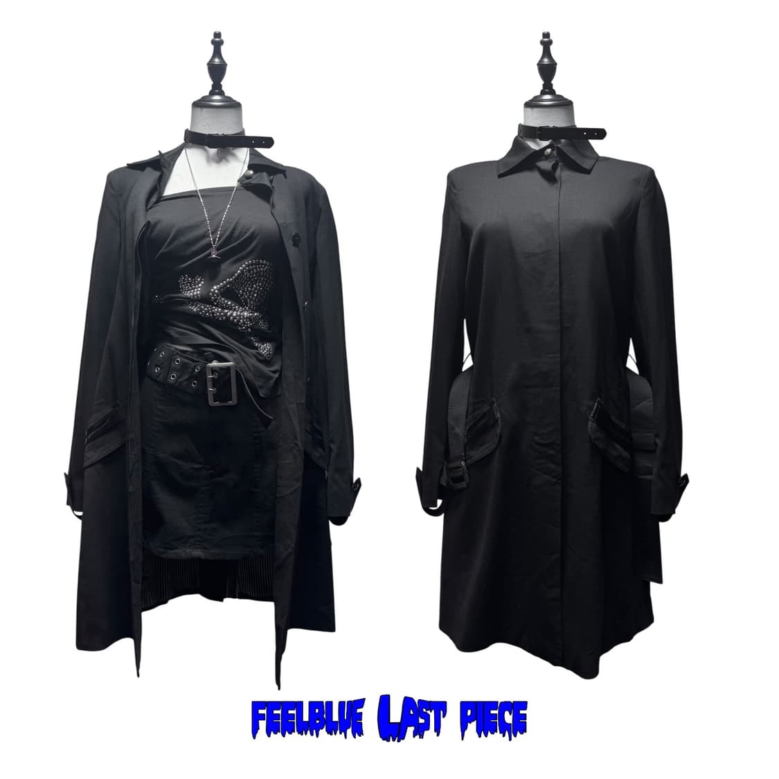 Leather Detail Accents Coat 고스펑크 트렌치 코트 상품이미지4