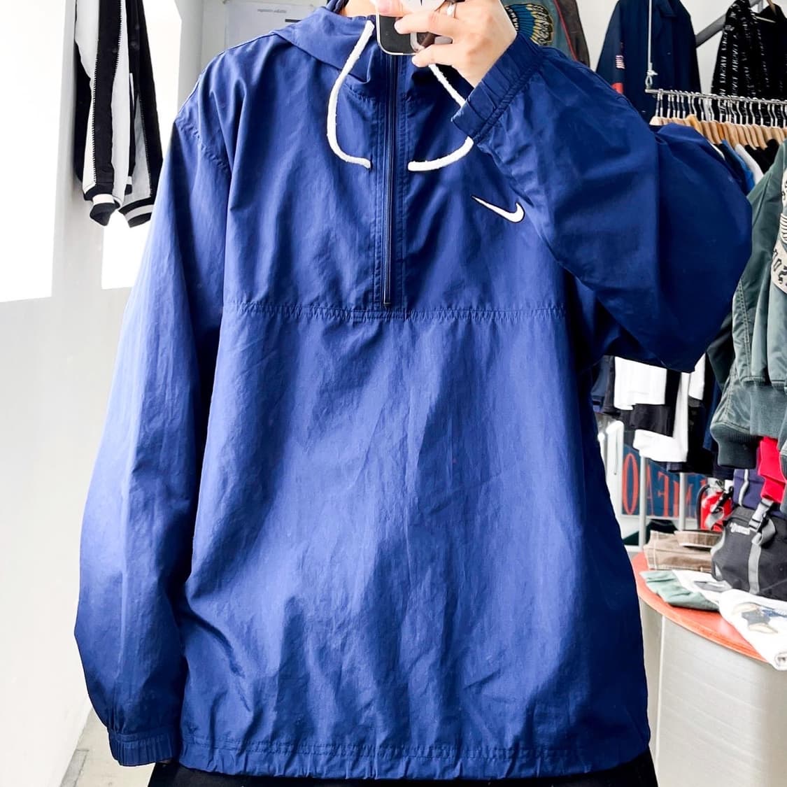 나이키 스우시 블루 네이비 하프 집업 아노락 상품이미지1