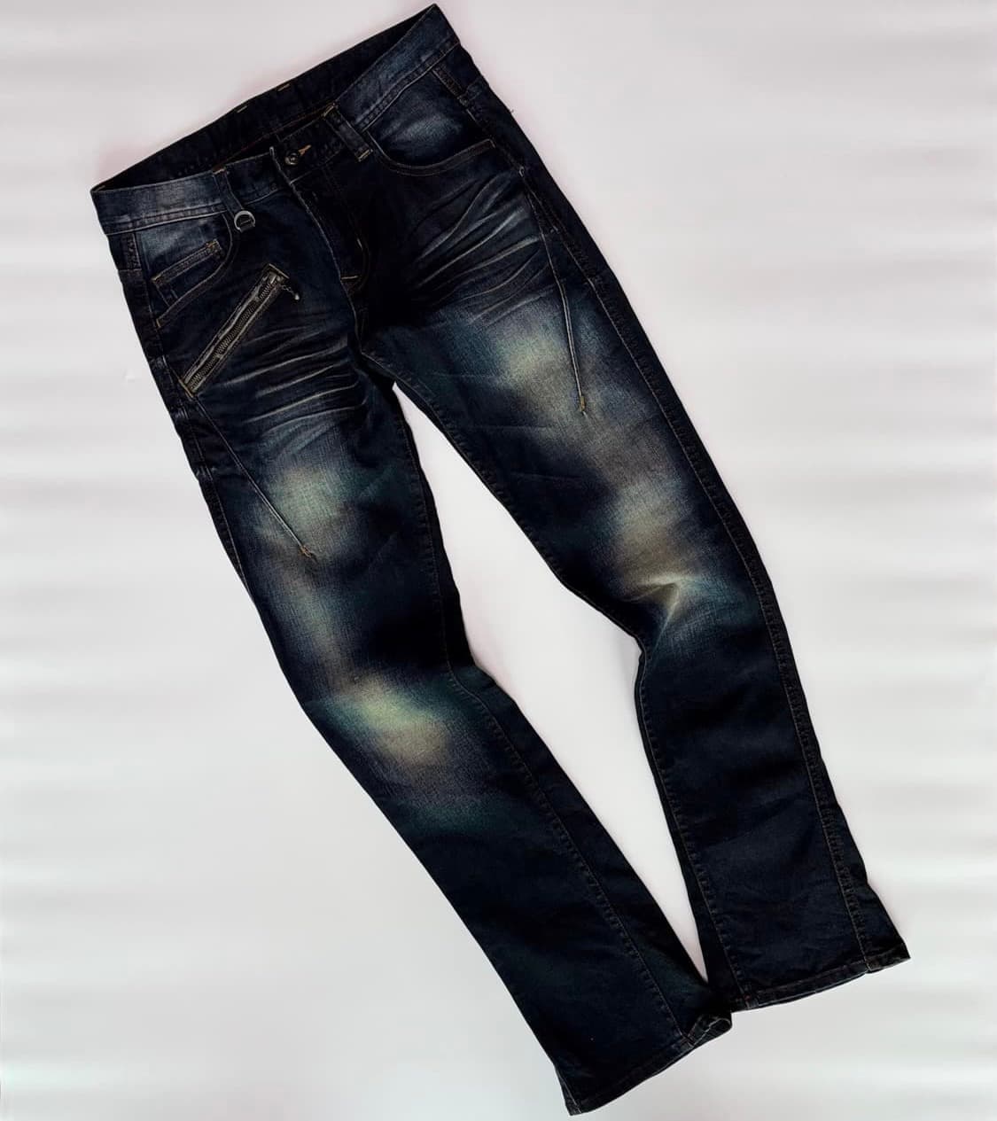 사이퍼 테크니컬 지퍼 & 체인 샌드 워싱 다크블 11 루 데님 상품이미지1