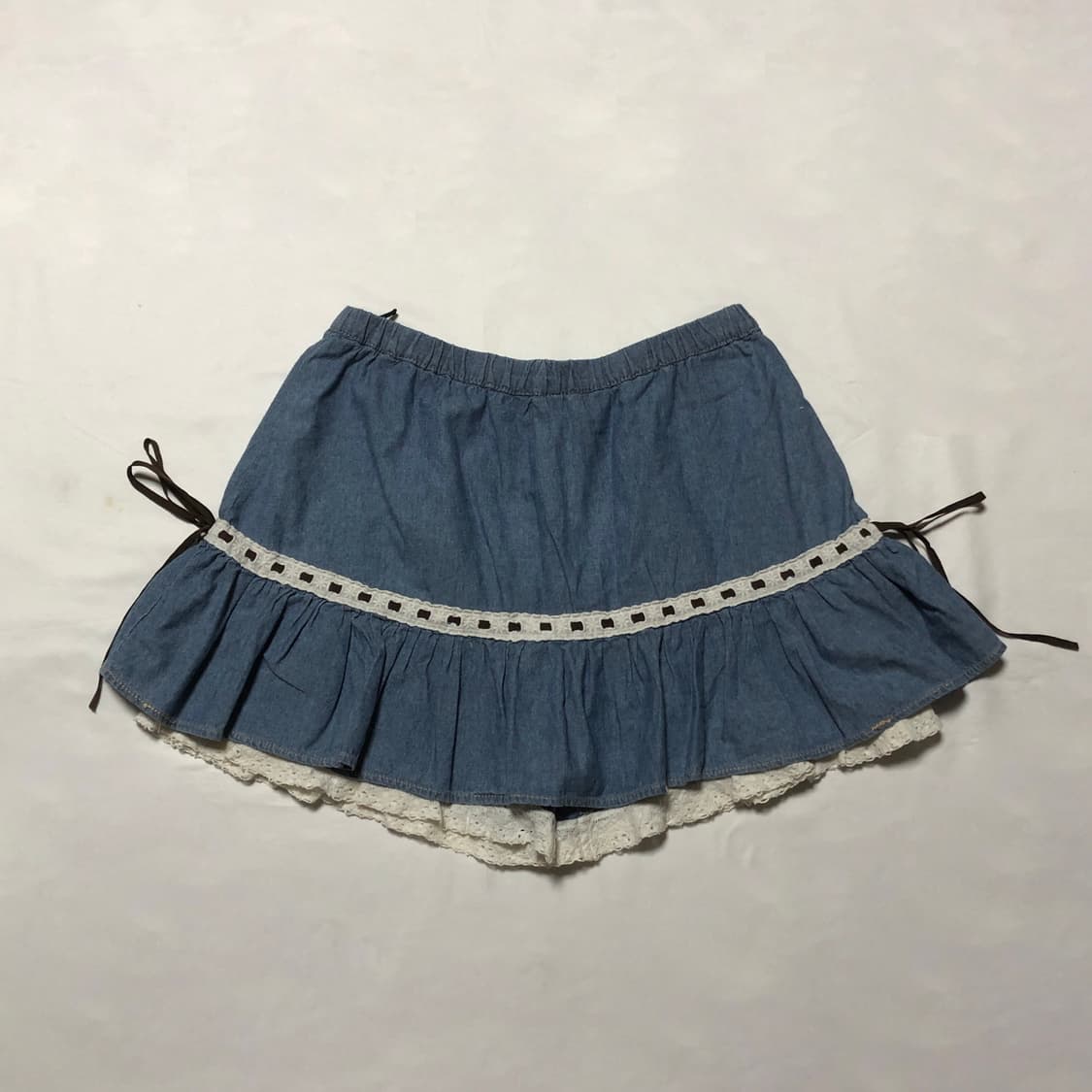 데님 레이스 큐롯 스커트 팬츠 상품이미지4