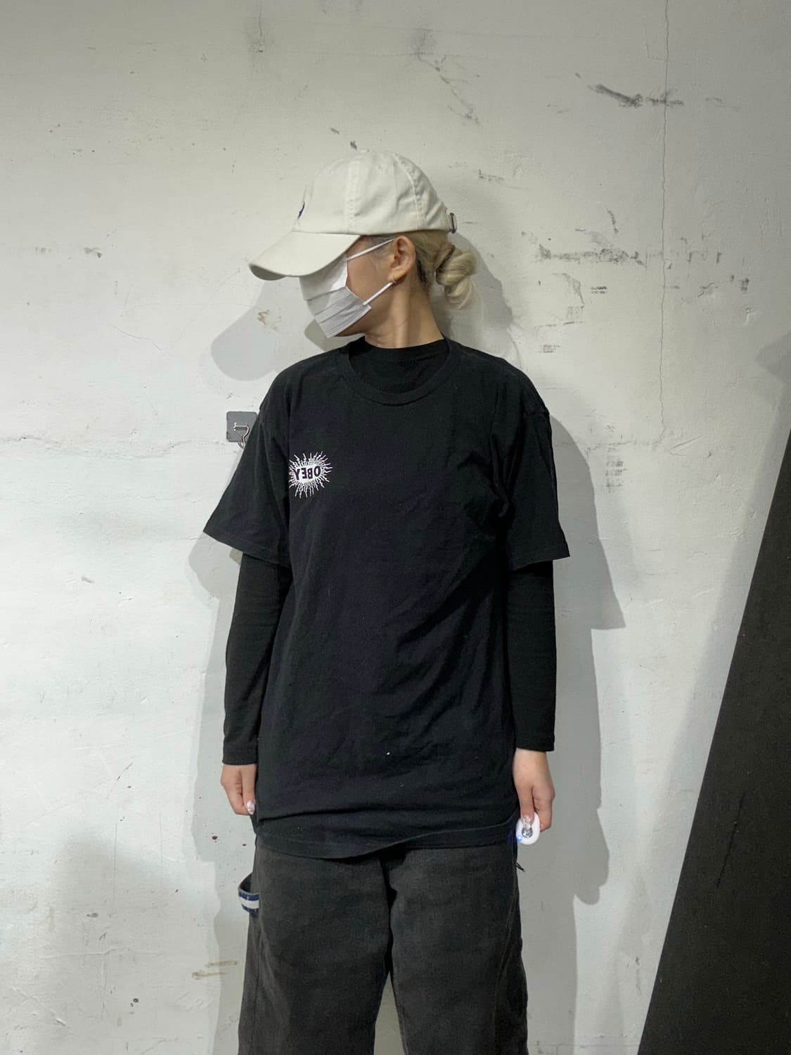 빈티지 블랙 화이트 빅 로고 반팔티 M 상품이미지2