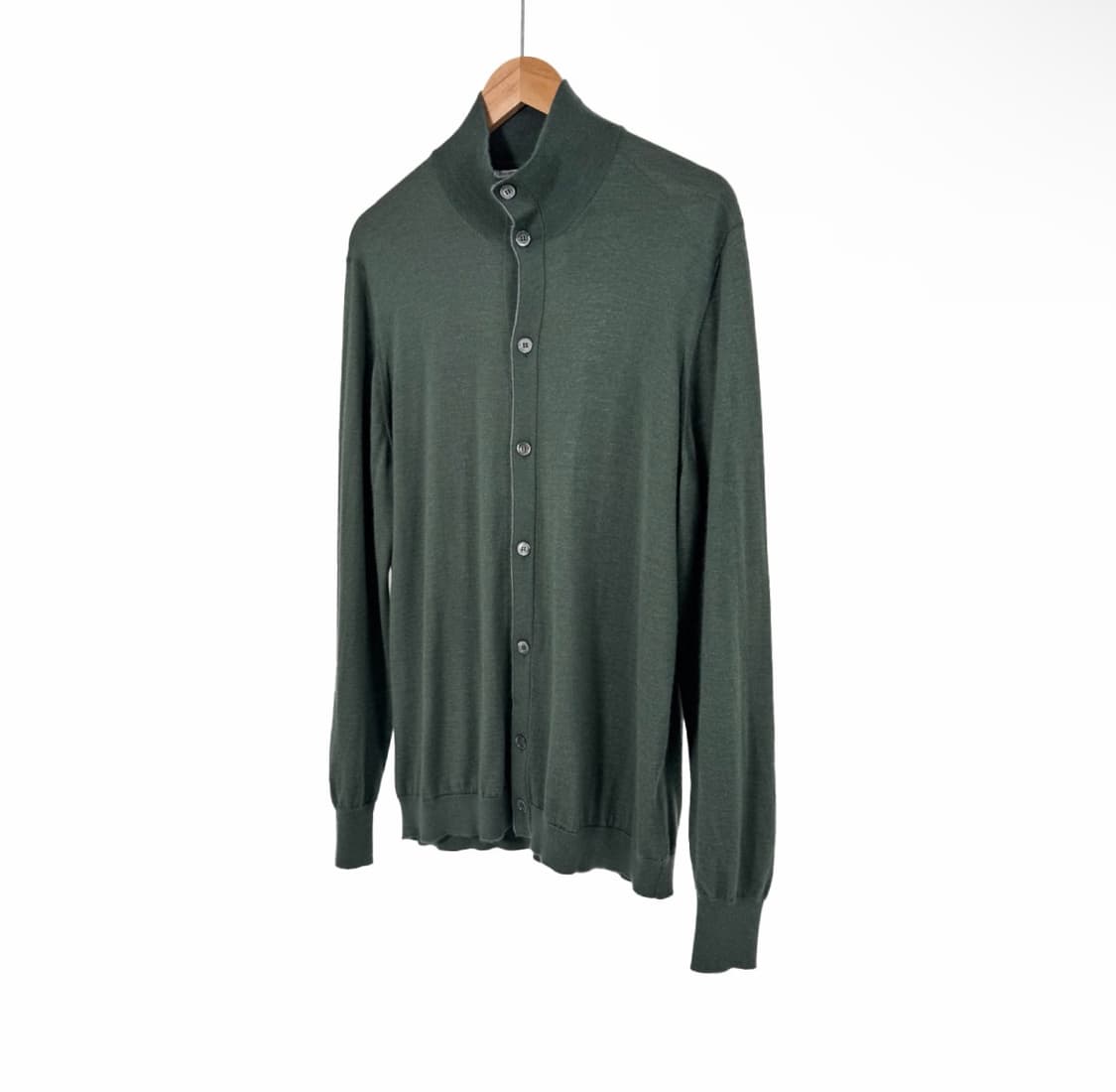 [56] 브루넬로 쿠치넬리 남성 실크 캐시미어 컨버터블 니트 가디건 카키 상품이미지2