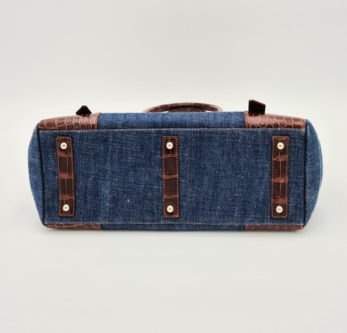 콜롬보 크로커다일 데님 믹스 토트백 상품이미지9
