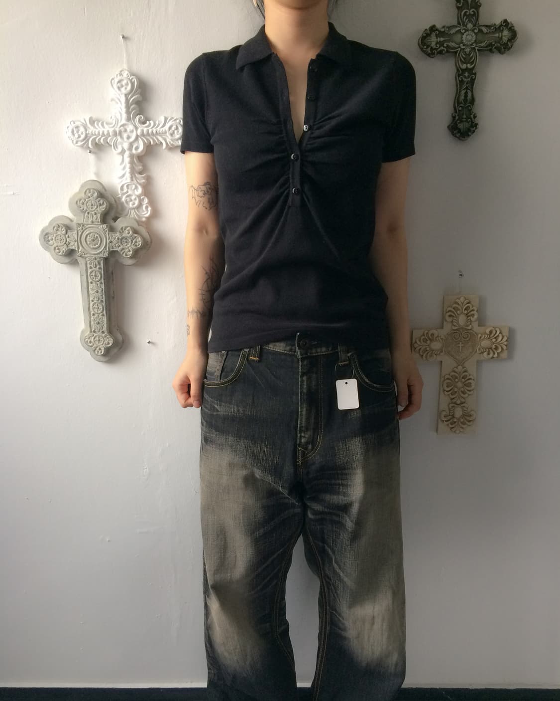 Shirring Henry neck pk t 상품이미지1