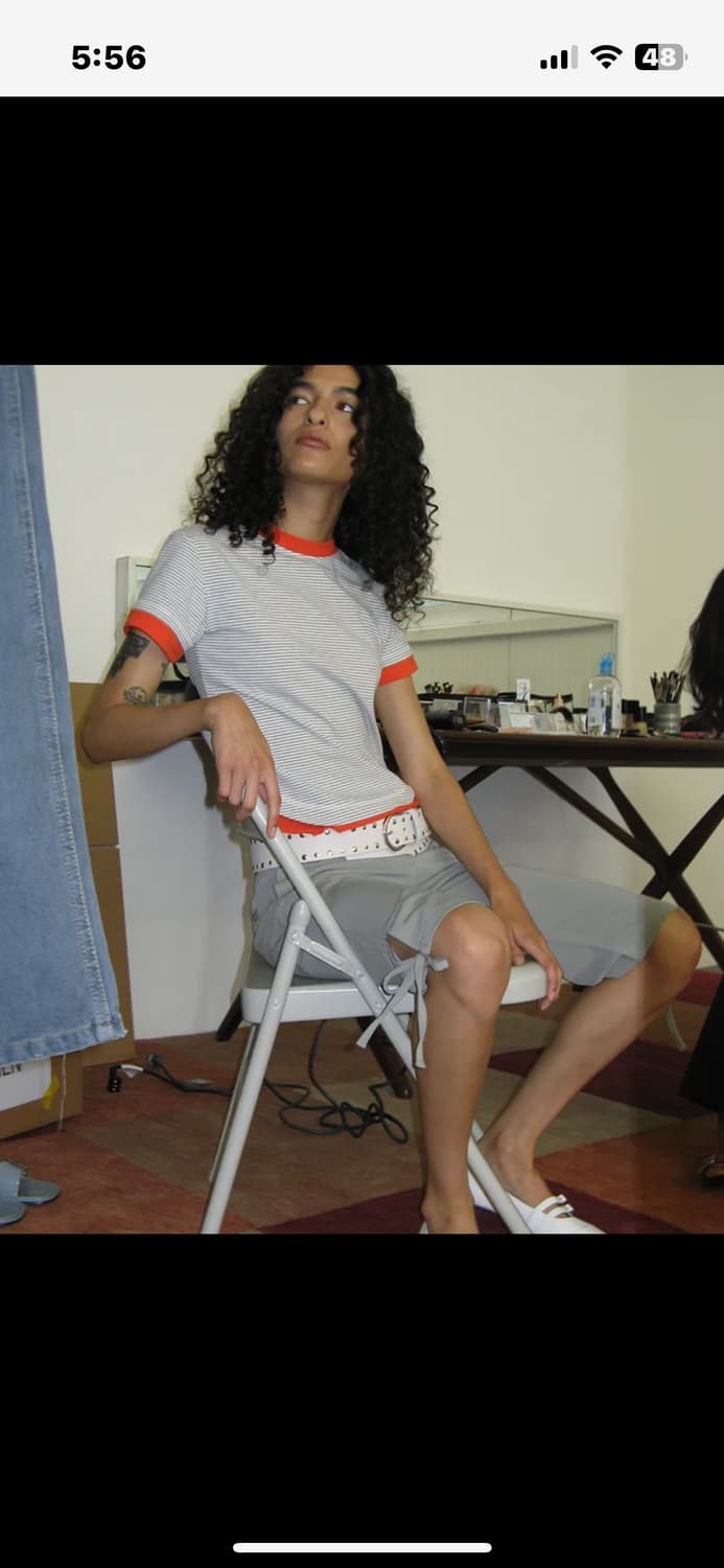 파르티멘토 우먼 더블 레이어드 숏 슬리브 티_라이트 그레이 상품이미지2