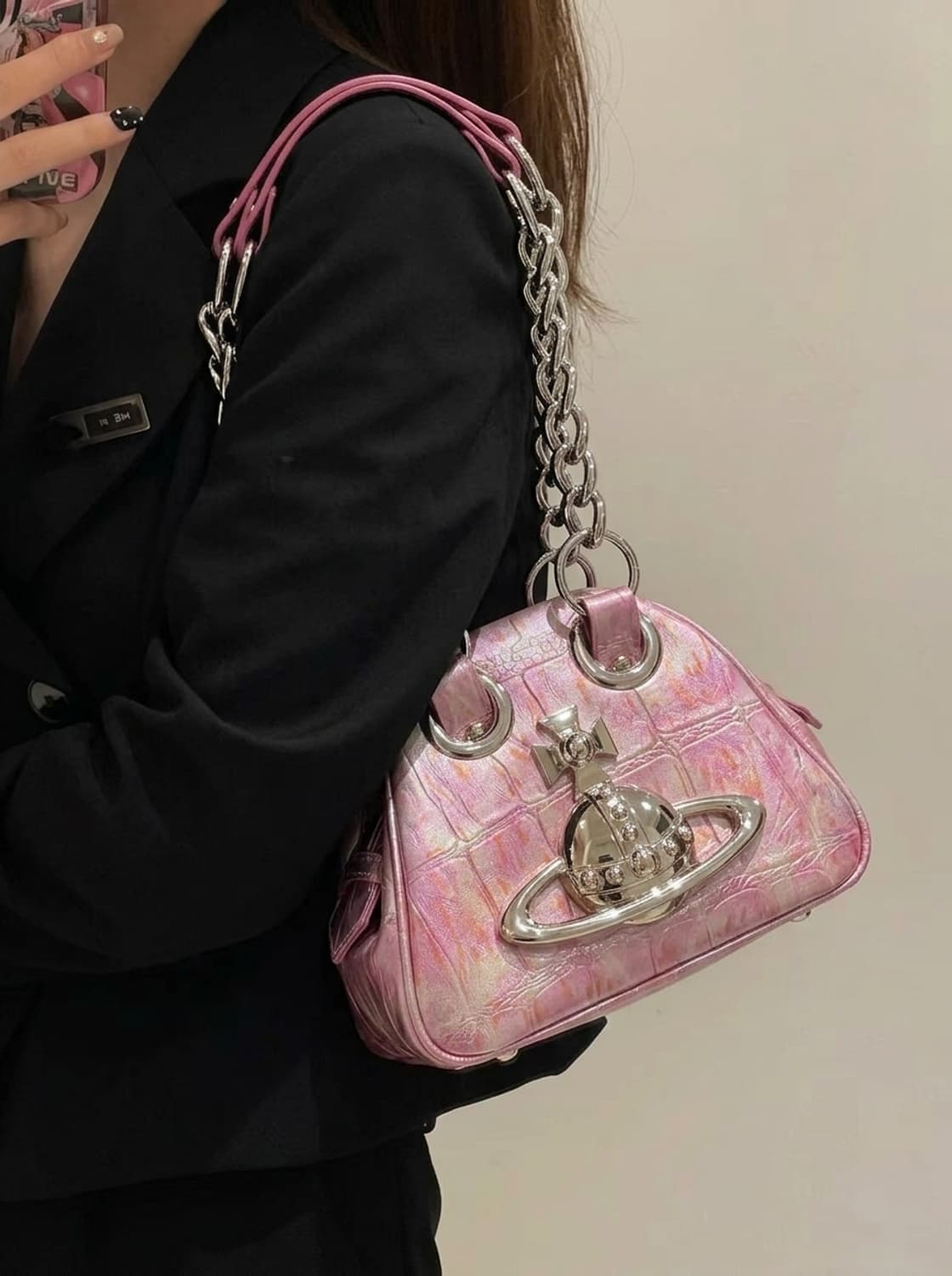 레어 ] 비비안웨스트우드 아카이브 핑크 야스민 숄더백 상품이미지1