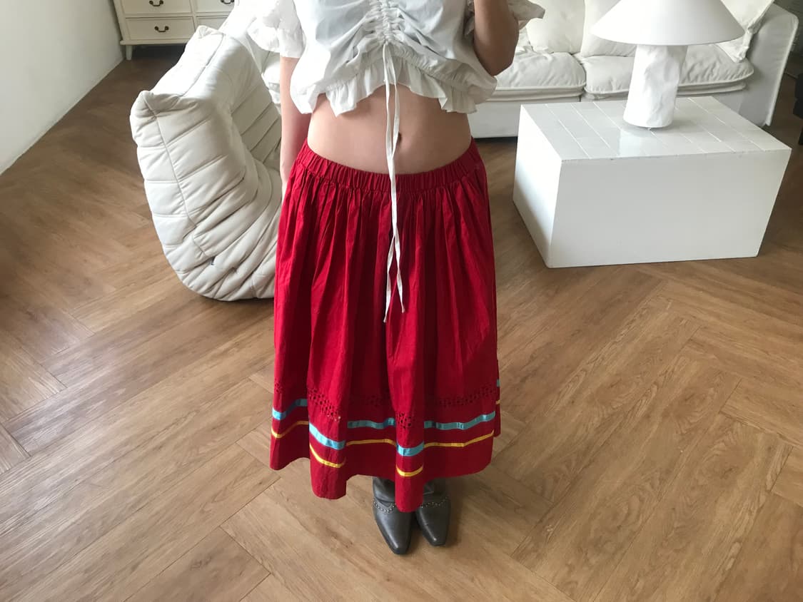 vintage red skirt 상품이미지2