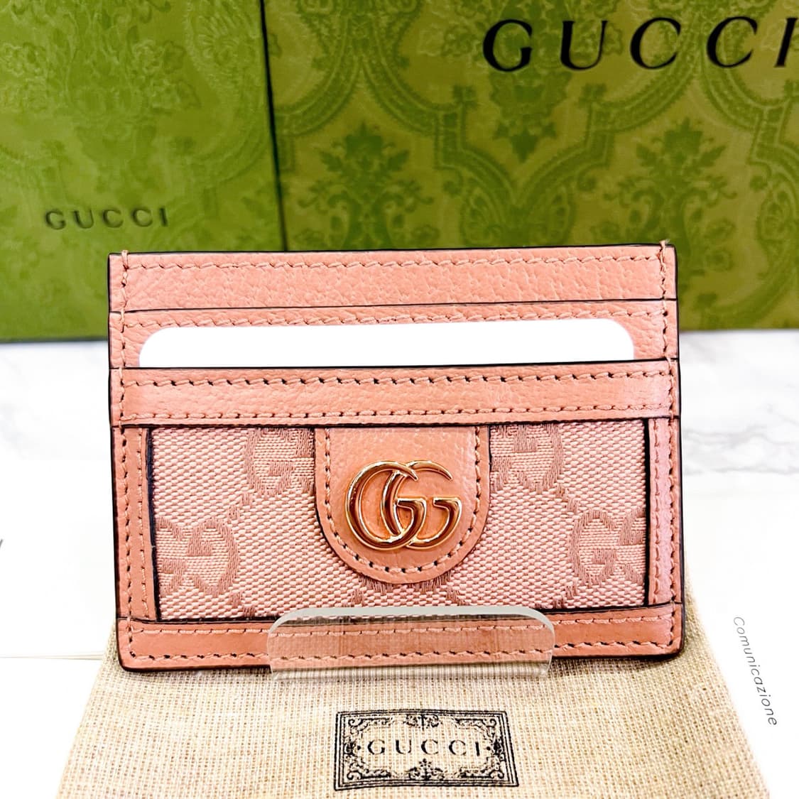 구찌 오피디아 GG 수프림 카드지갑 핑크 상품이미지4
