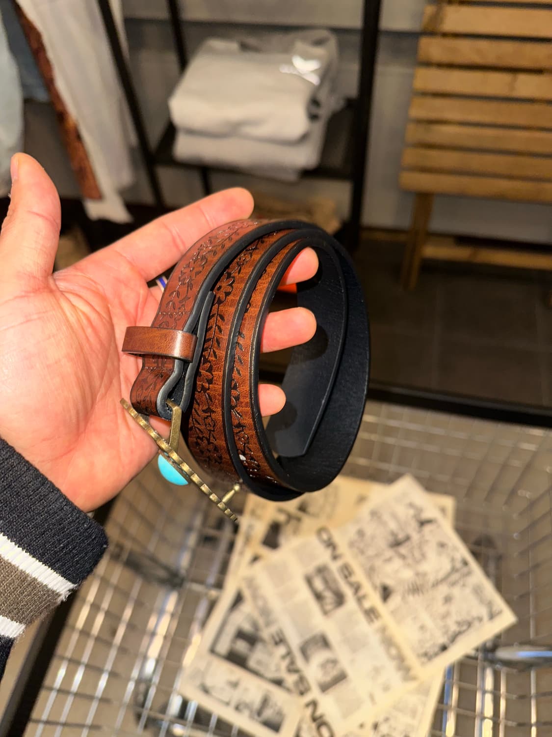 Turquoise buckle Leather western belt 상품이미지4