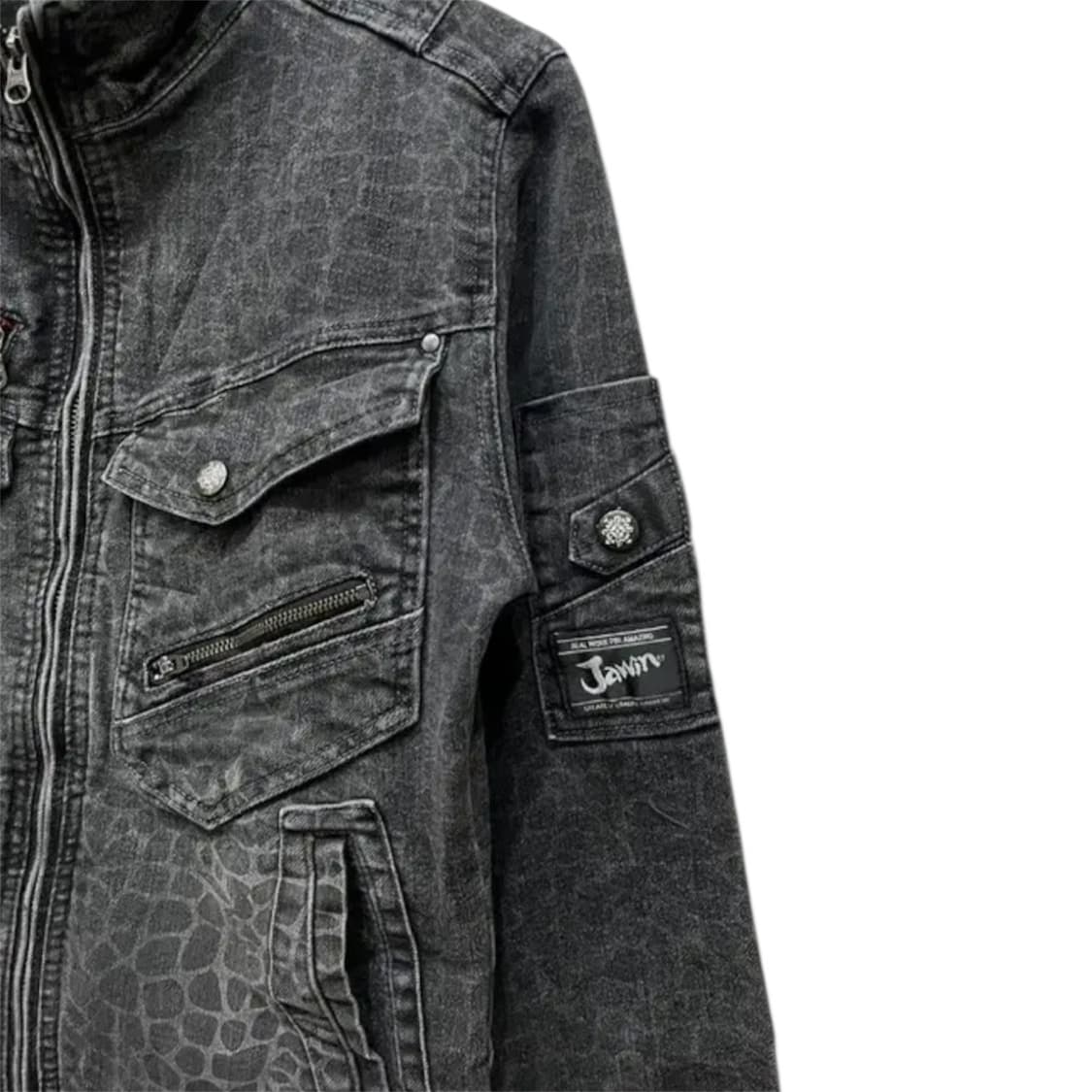 재패니즈 빈티지 패턴 데님 바이커자켓 상품이미지3