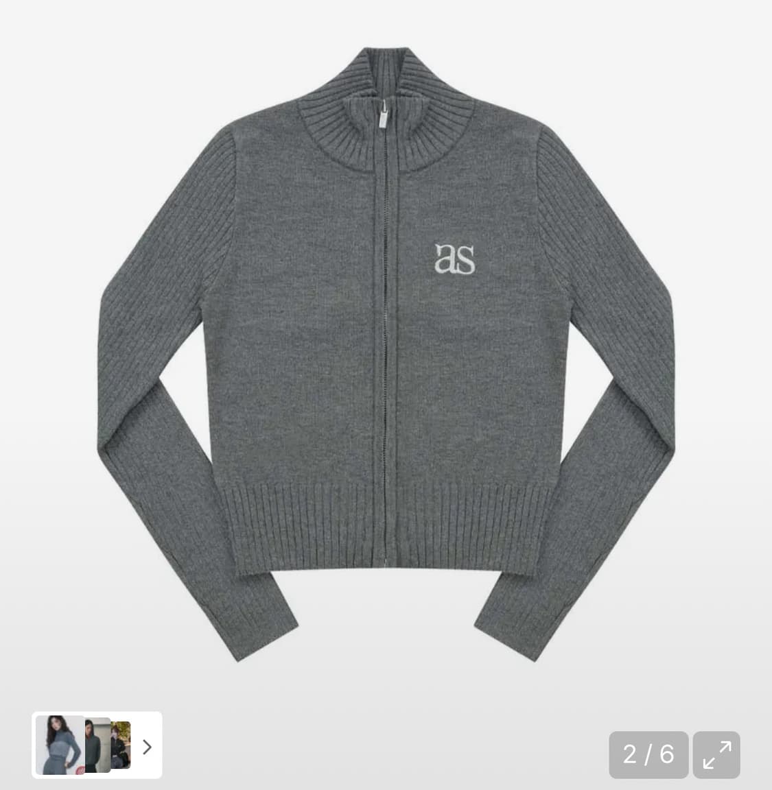 애즈온 마론 니트 집업 차콜 상품이미지2