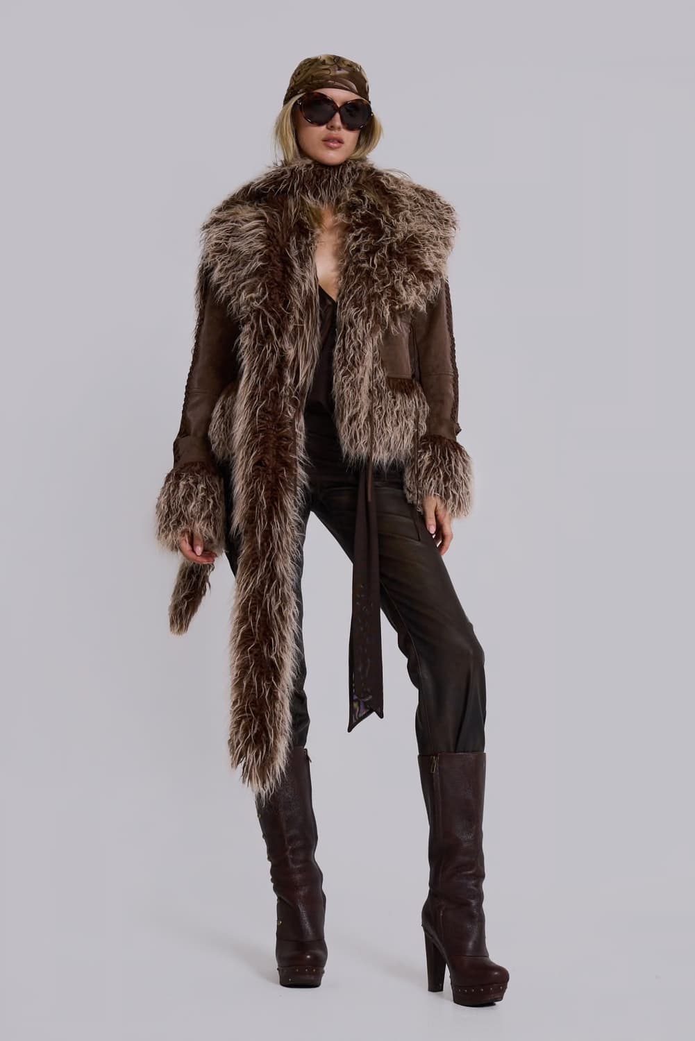 Jaded london Leonie Fur Scarf brown 상품이미지1