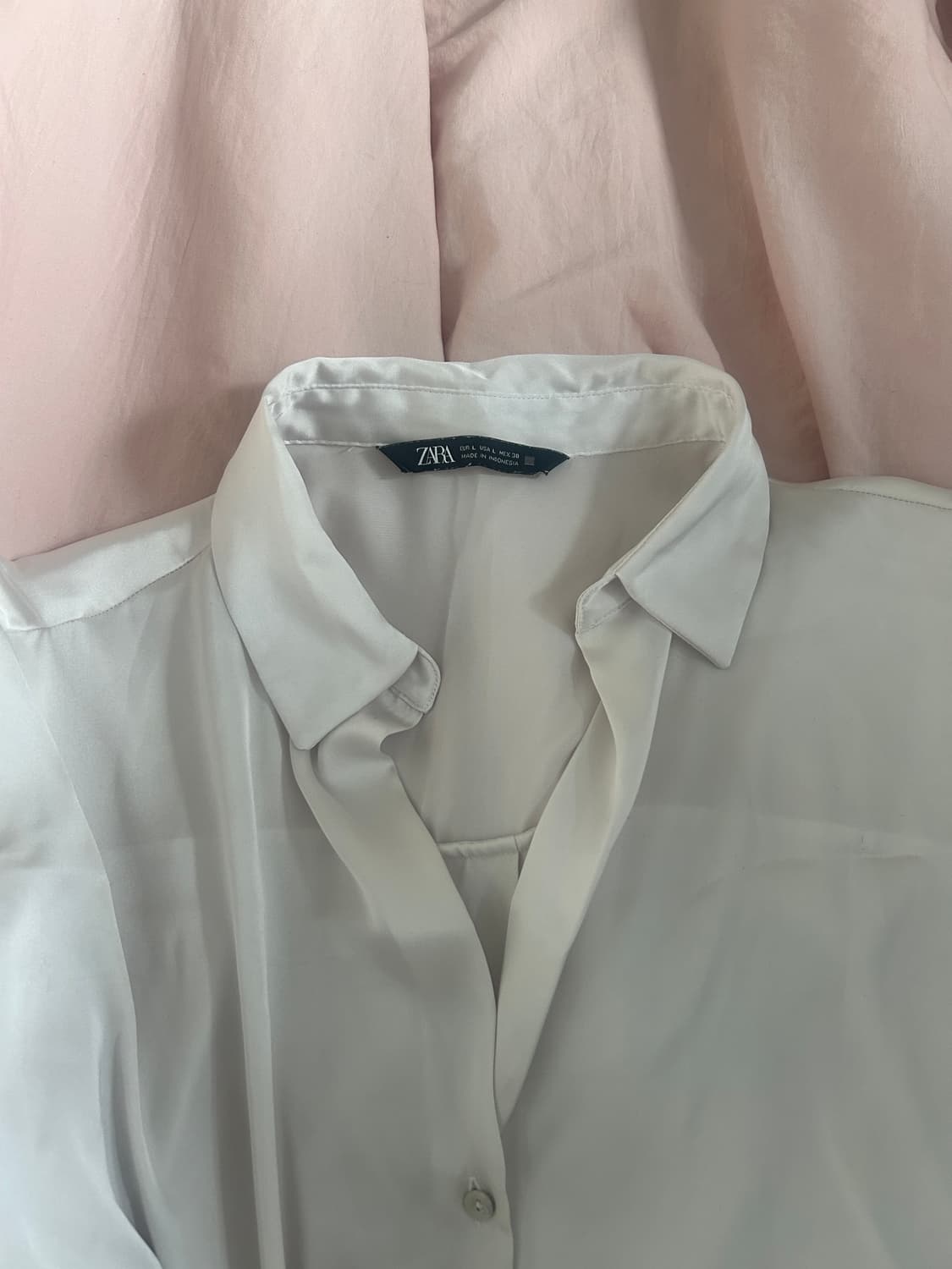 ZARA 자라 여자 실크 새틴 드레이프 셔츠 L 상품이미지5