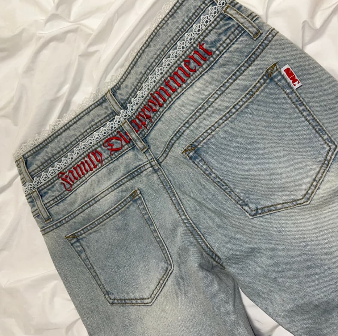 스컬프터 부츠컷 레이스 자수 새깅 부츠컷 팬츠 L 상품이미지4