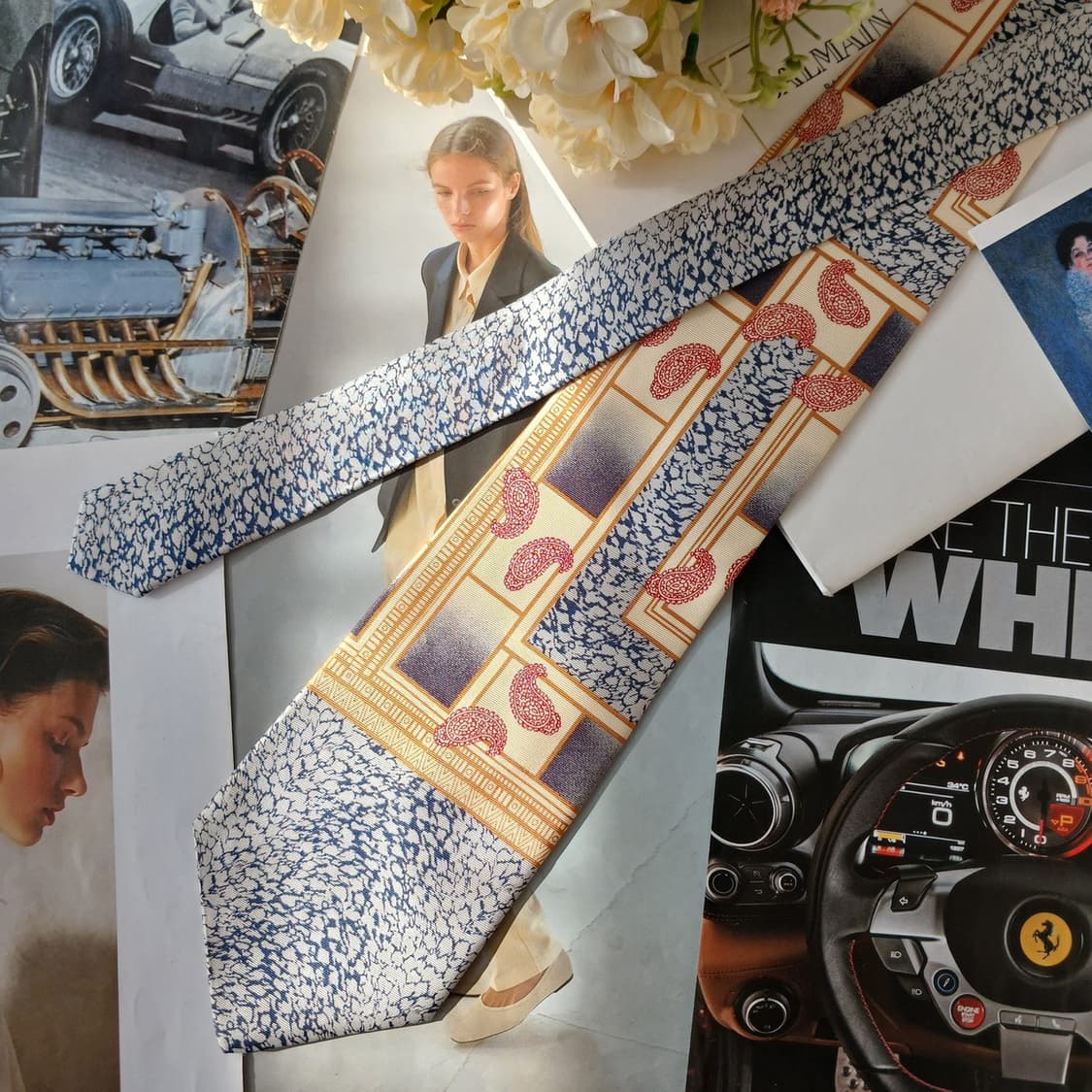 피에르 발망 베이지 믹스 패턴 넥타이 9.7cm A+등급 A19708
 상품이미지4