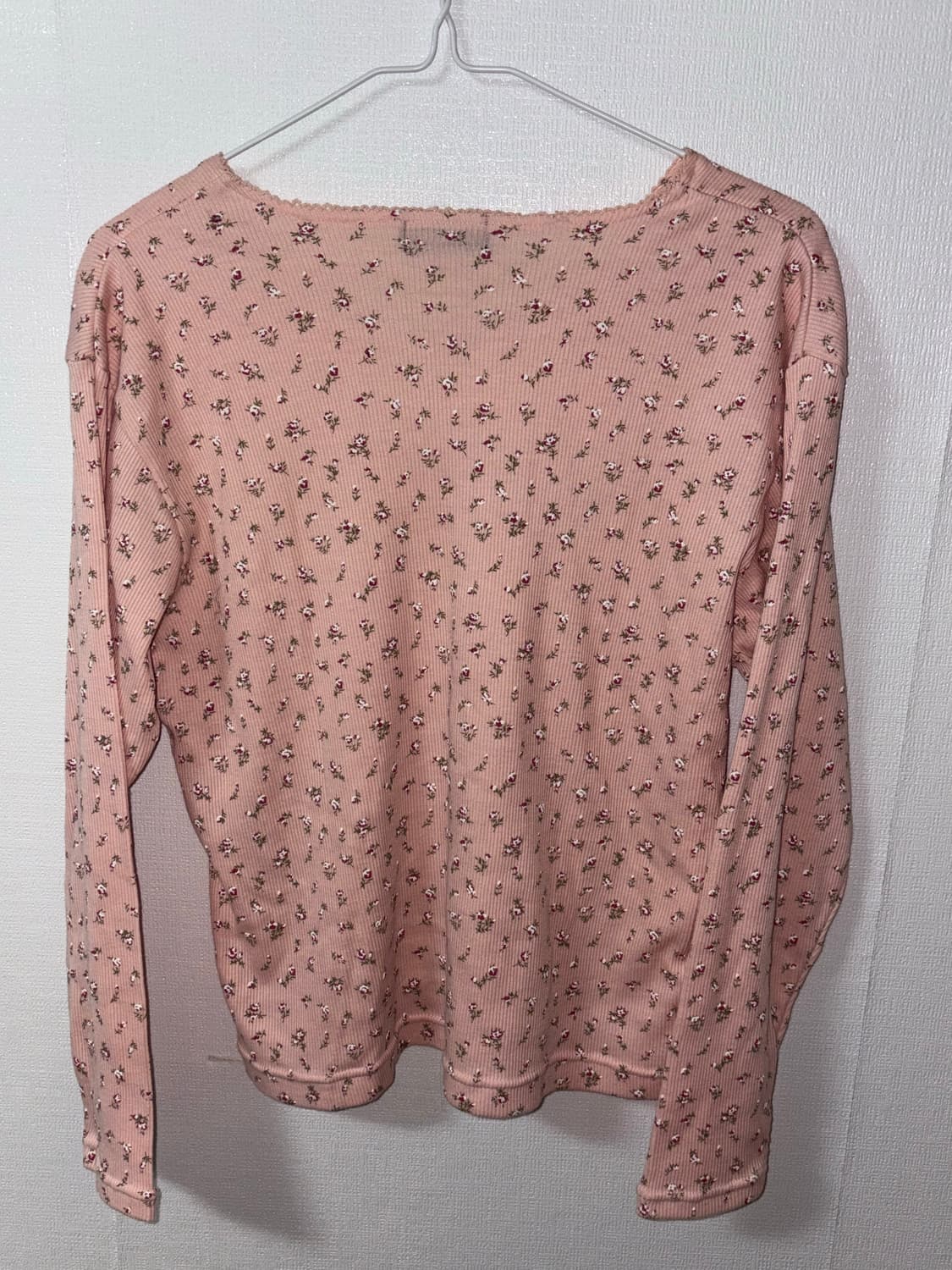 빈티지 잔꽃 모리 세미 브이넥 롱슬리브 니트 이너티 레이어드 복숭아 상품이미지2