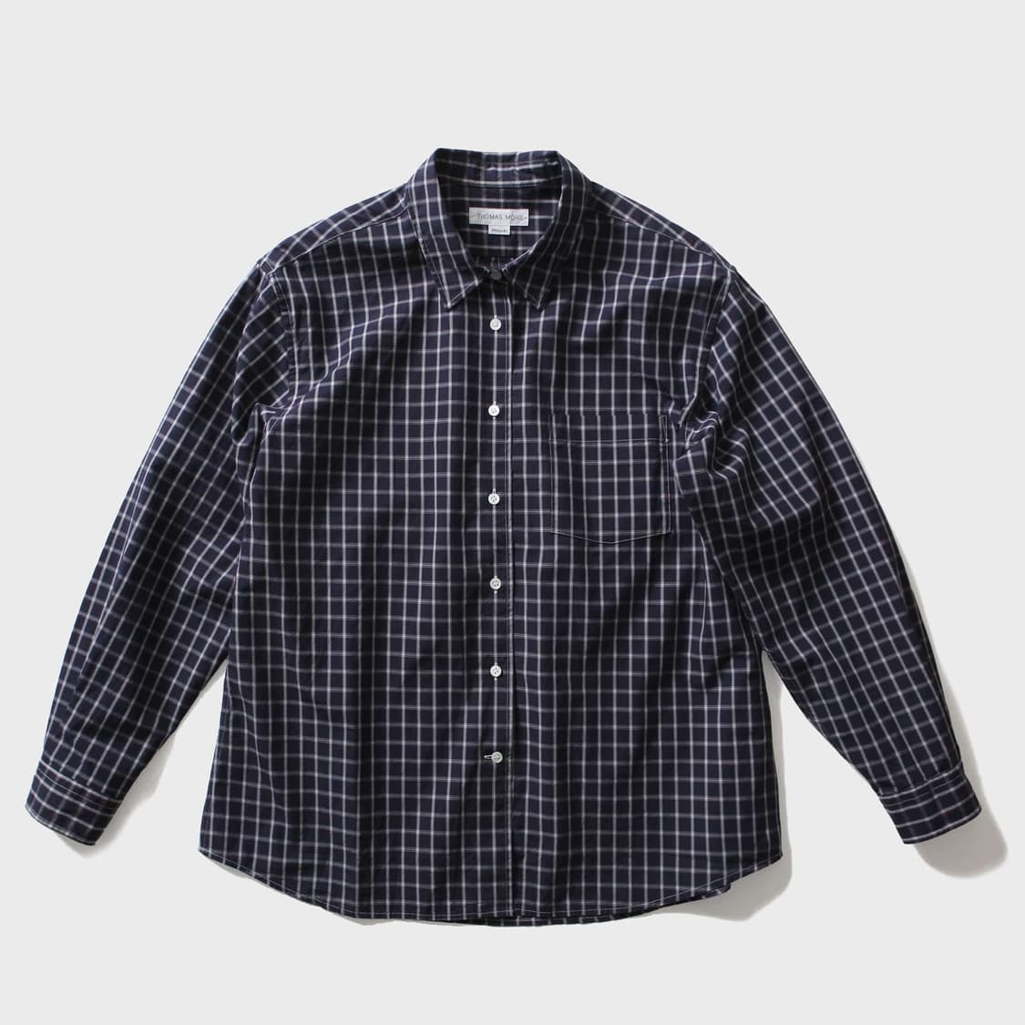 토마스모어 윈도우 체크 셔츠 블라우스 네이비 남녀공용 M사이즈 상품이미지3