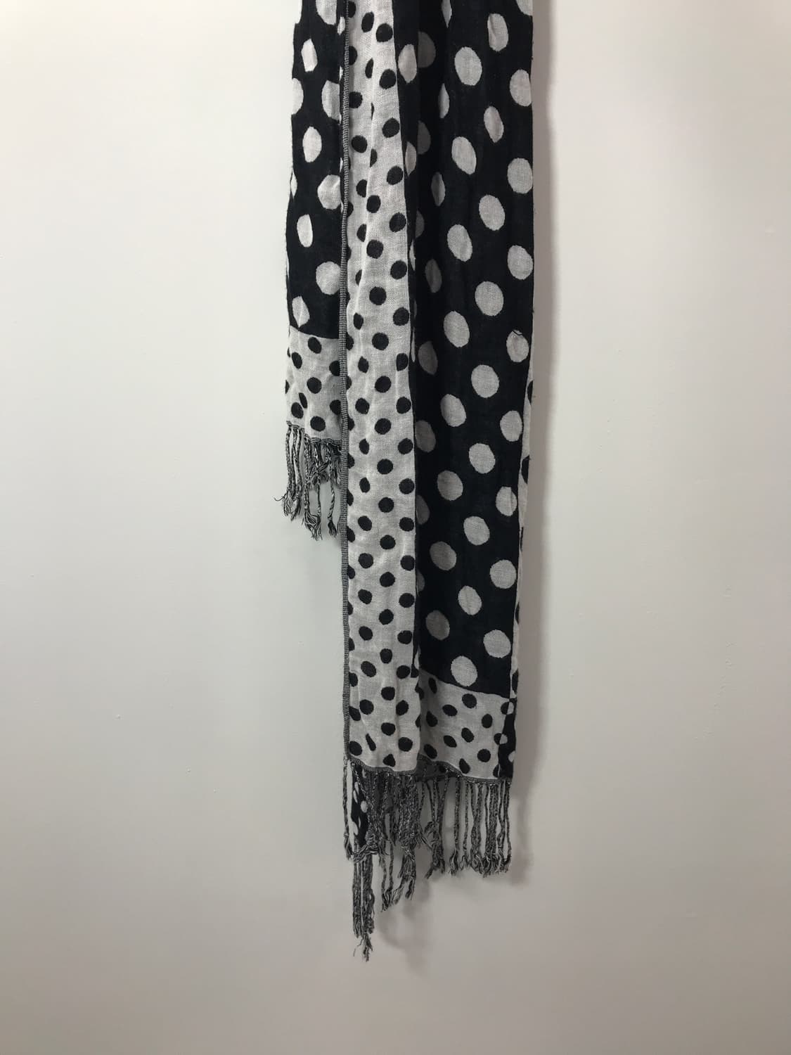 Jpn Black&White Polka Dot Fringe Muffler 상품이미지4