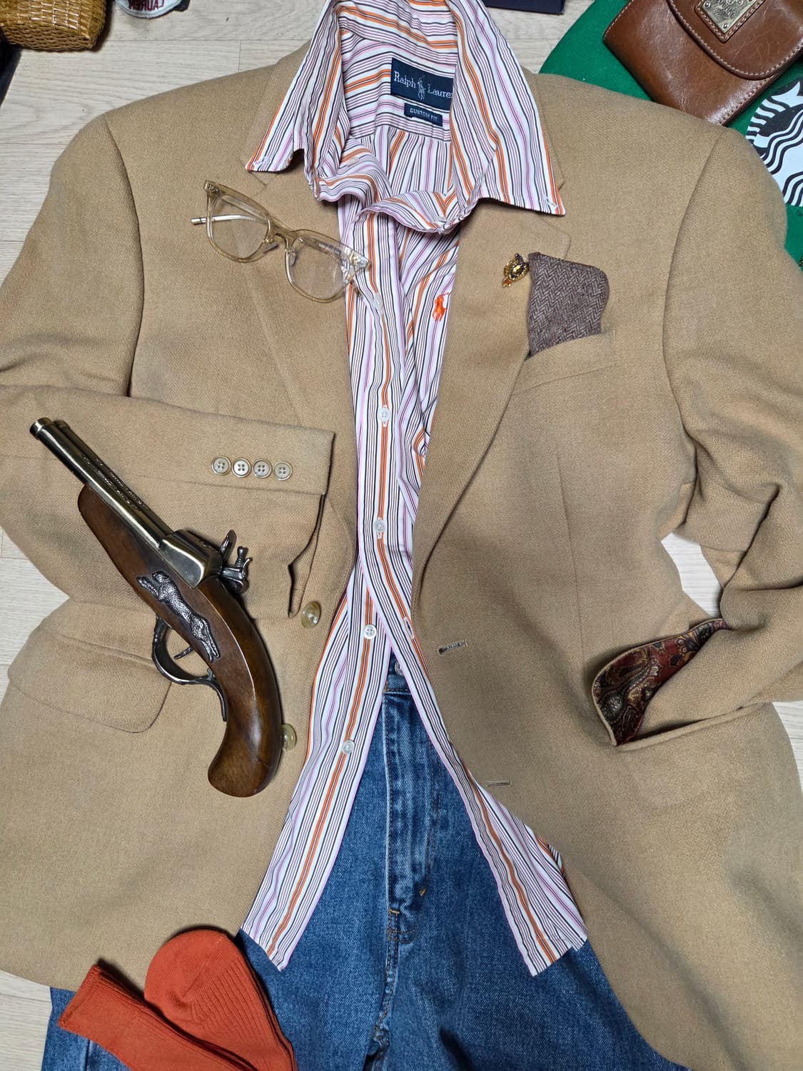 POLO RALPH LAUREN 자켓 블레이저 베이지 페이즐리 상품이미지1