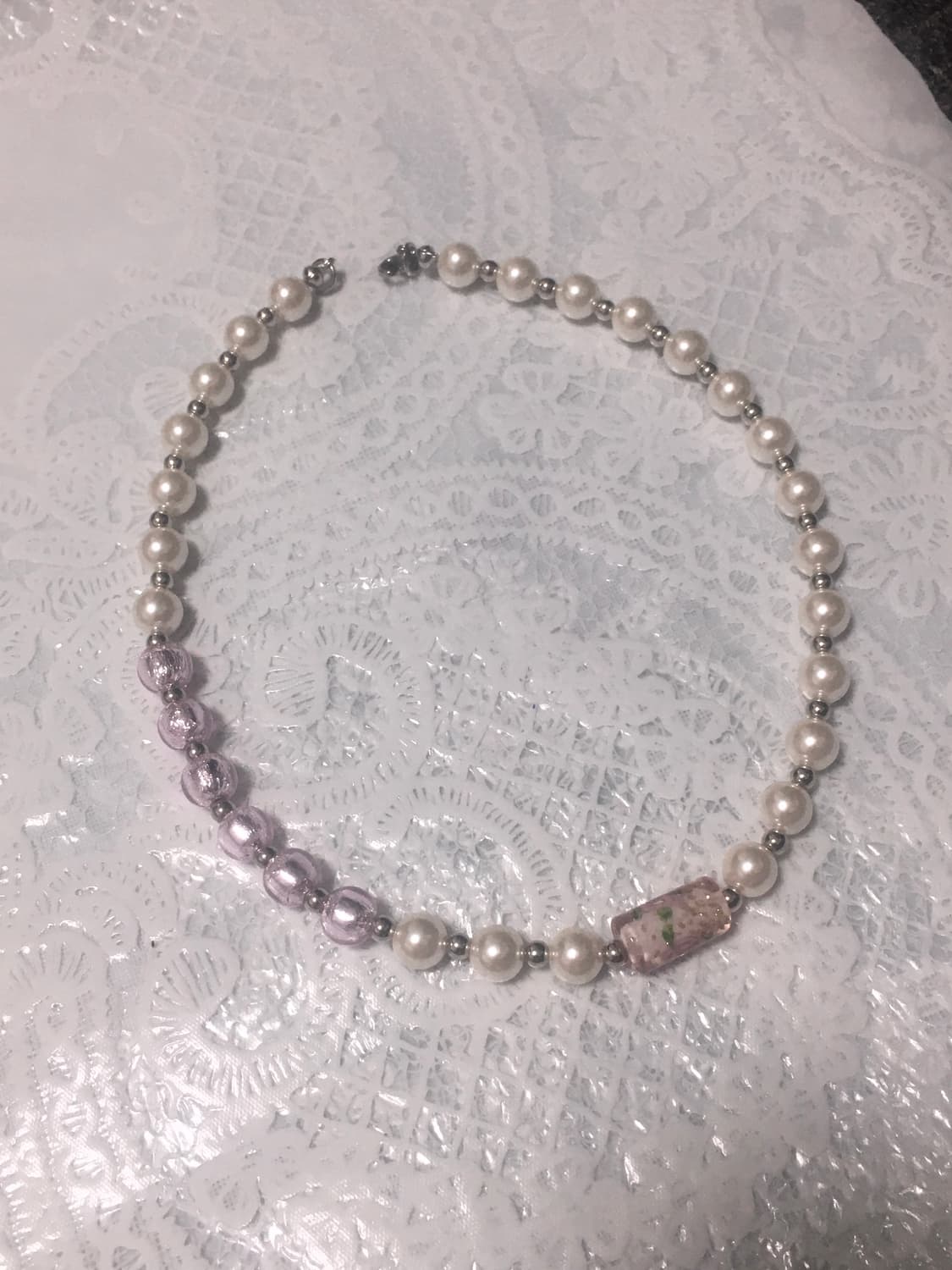 viburnum shop 오리엔탈 장미 목걸이(화이트/핑크) 상품이미지3