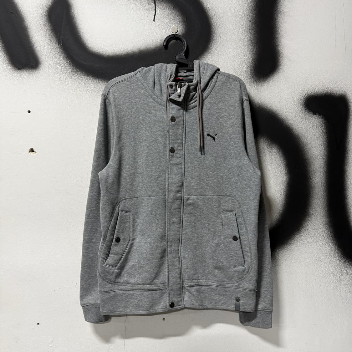 푸마 엘보 패치 디테일 멜란지 그레이 집업 후디 상품이미지1