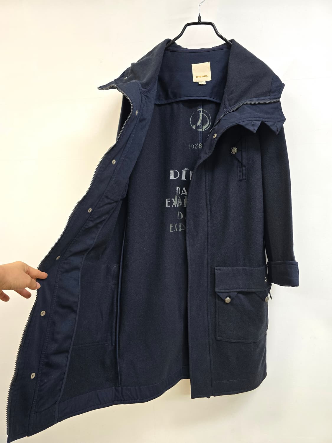 디젤 아카이브 벨티드 후드 울 코트 상품이미지3