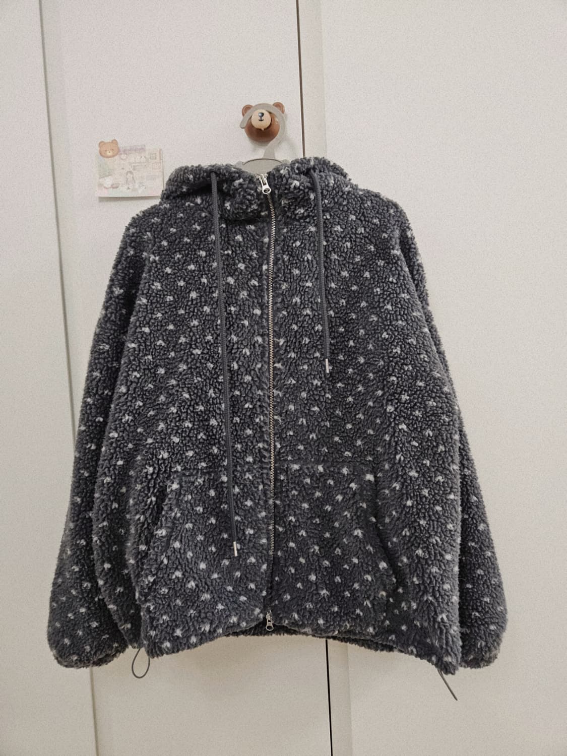 하트 도트 양털 뽀글이 덤블 후드집업 상품이미지9