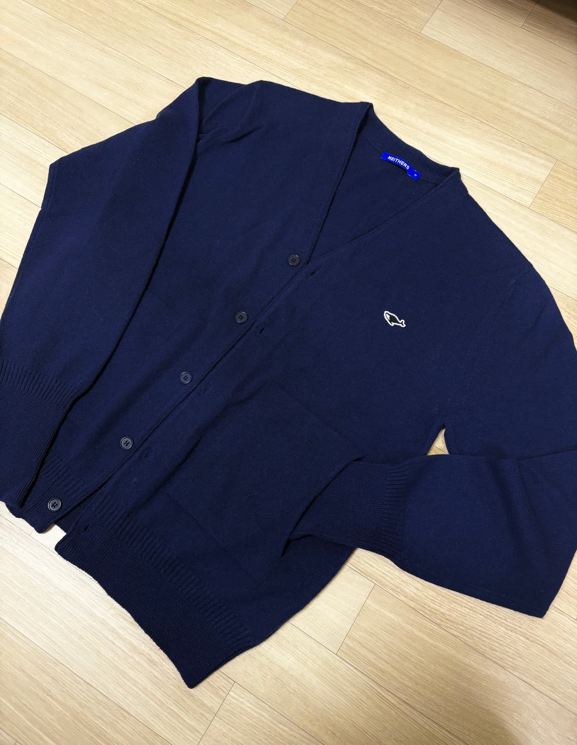 네이더스 메리노 울 가디건 네이비 브이넥 남녀공용 상품이미지2