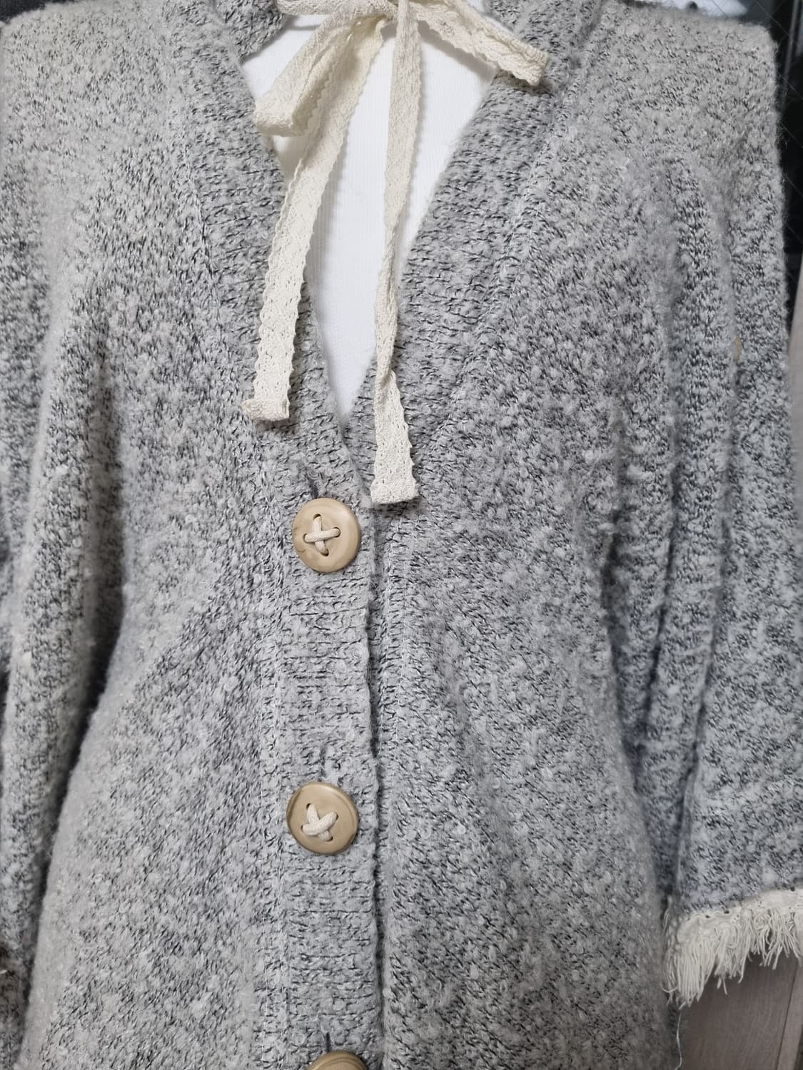 일본빈티지 모리걸 페어리 빵단추 니트 후그 가디건 상품이미지3