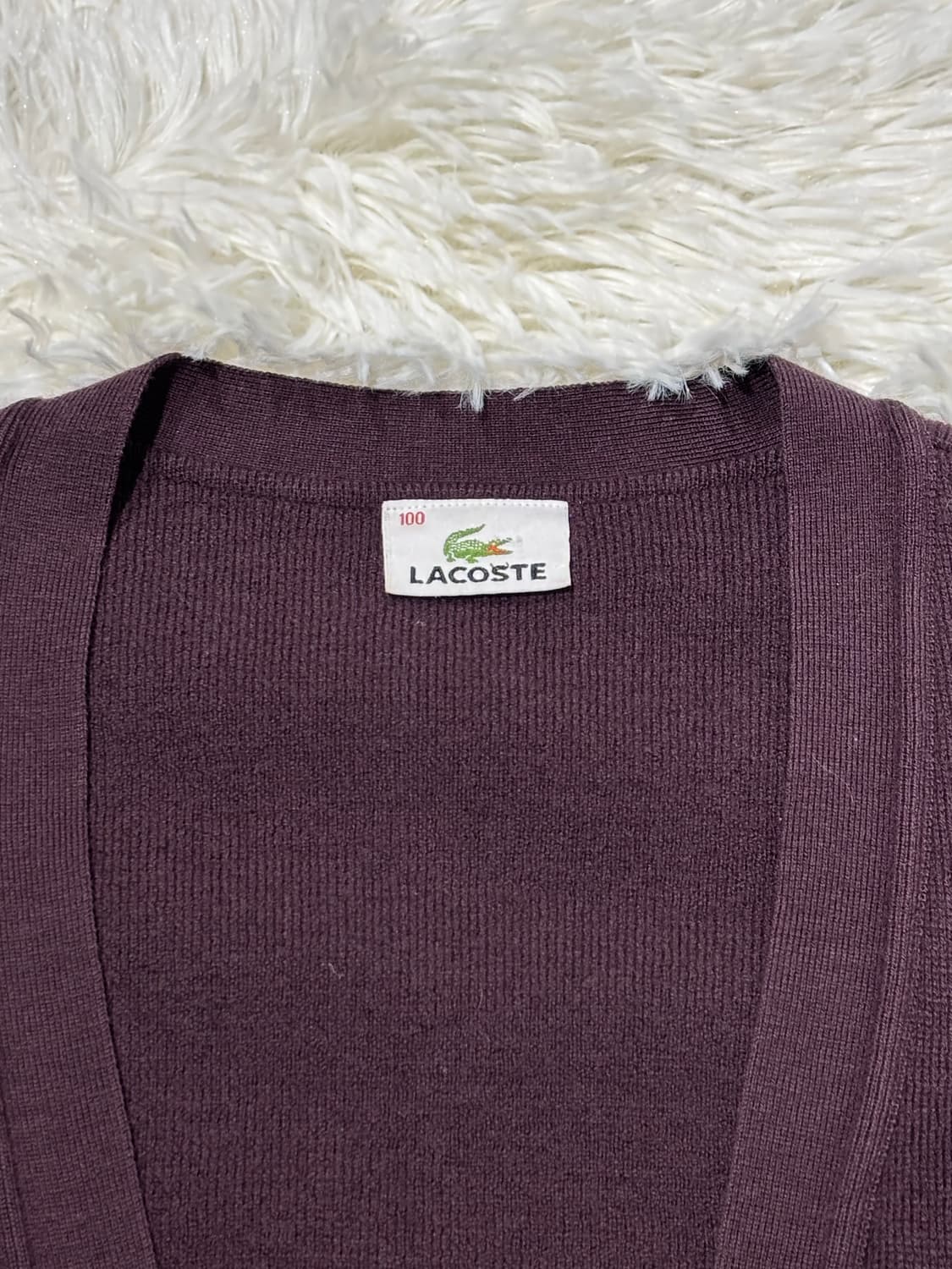 라코스테 스몰로고 버건디 가디건 상품이미지6