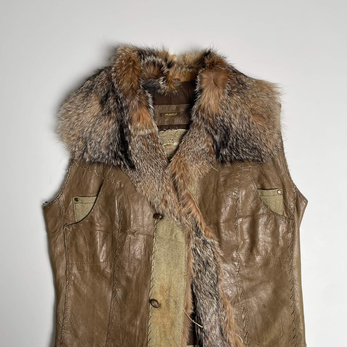 Punto 레더&퍼 스티치 베스트 상품이미지2